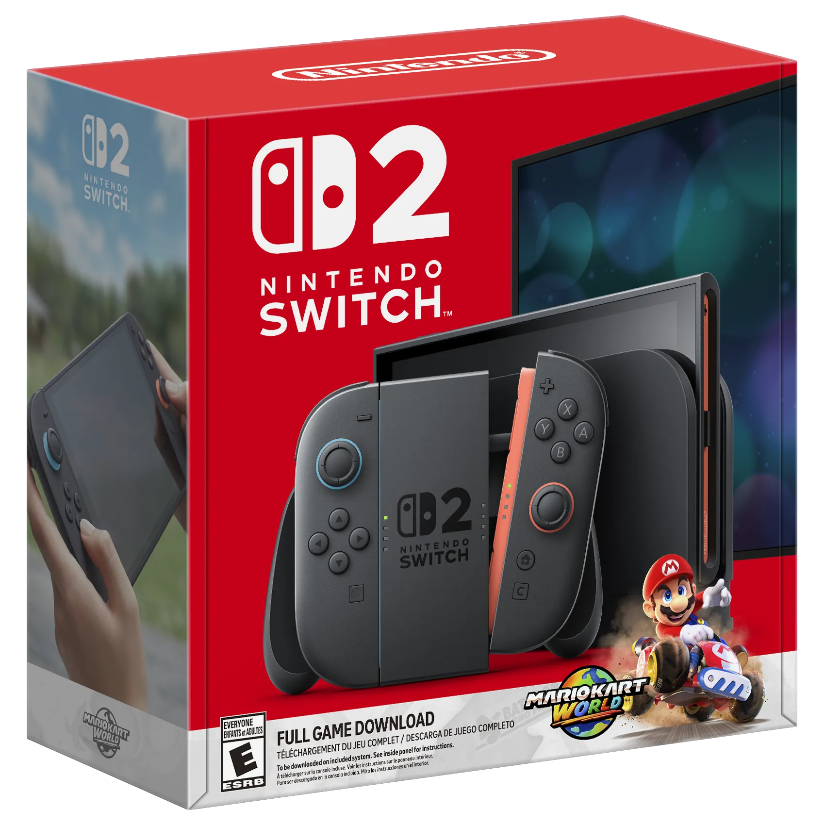Hộp bundle Nintendo Switch 2 Mario Kart World với hình ảnh console và game