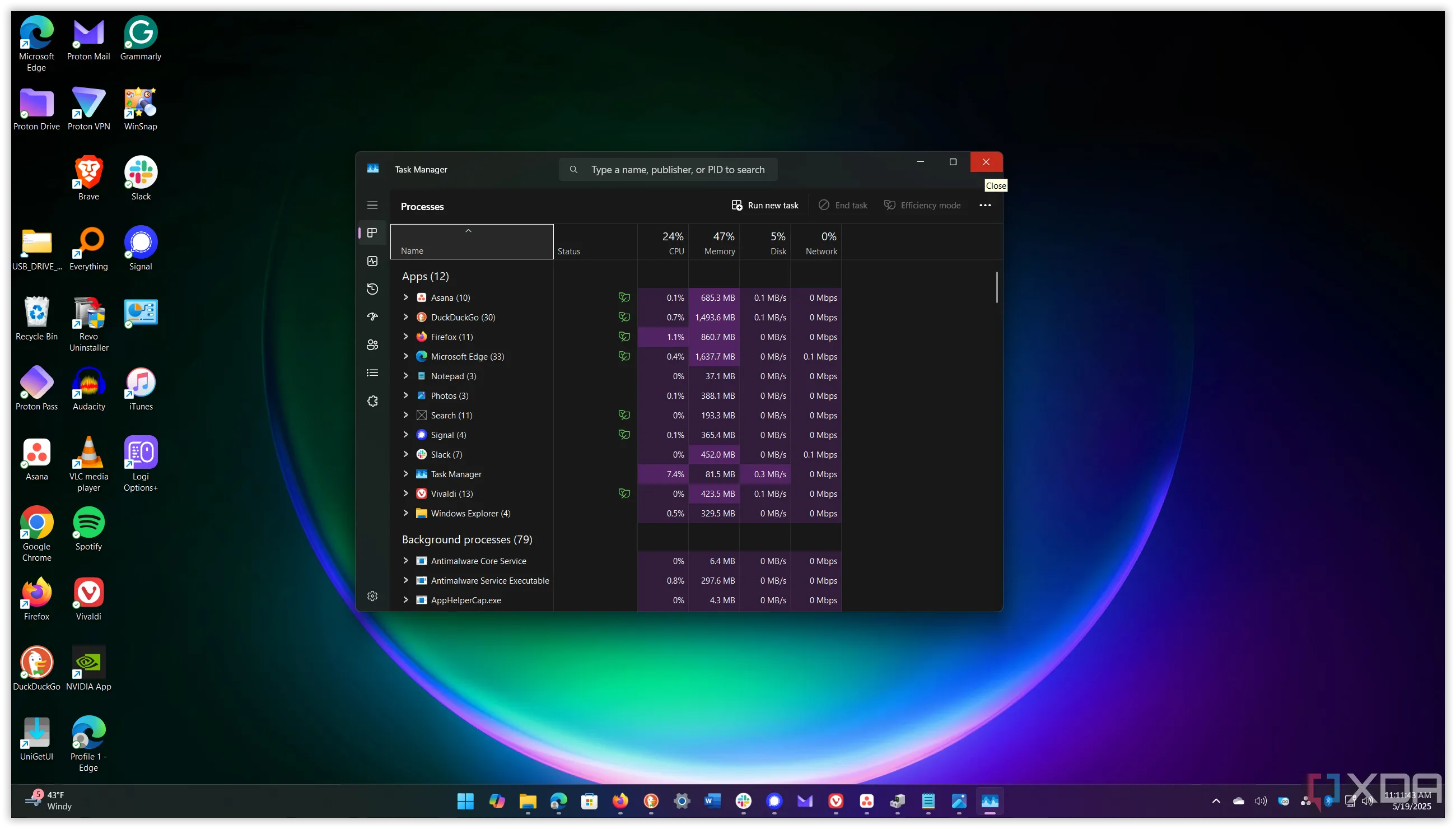Hướng dẫn cách đóng Task Manager trên Windows 11 bằng phím tắt Ctrl+F4 để giảm tải RAM