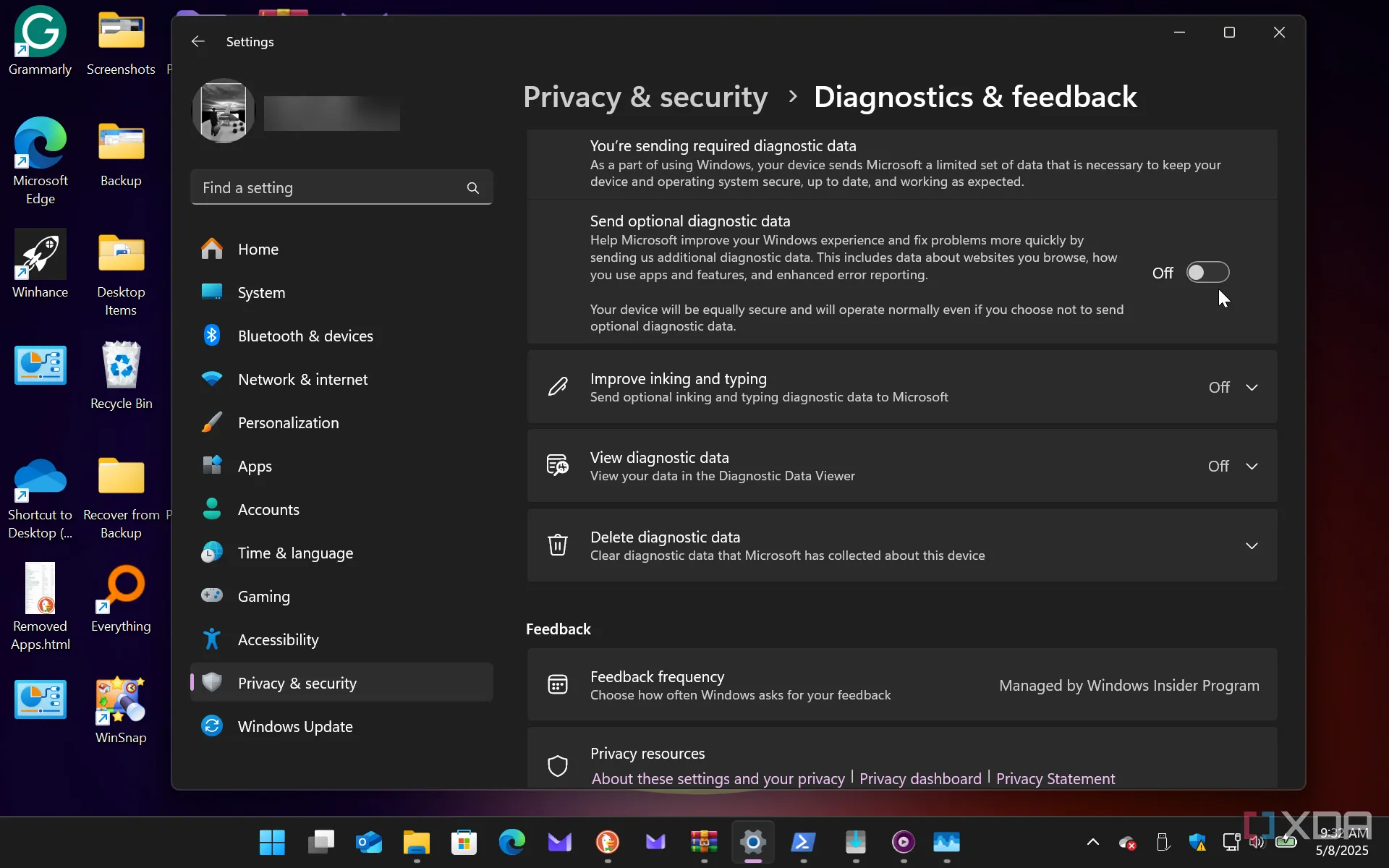 Hướng dẫn tắt tính năng gửi dữ liệu chẩn đoán tùy chọn trên Windows 11 để bảo vệ quyền riêng tư