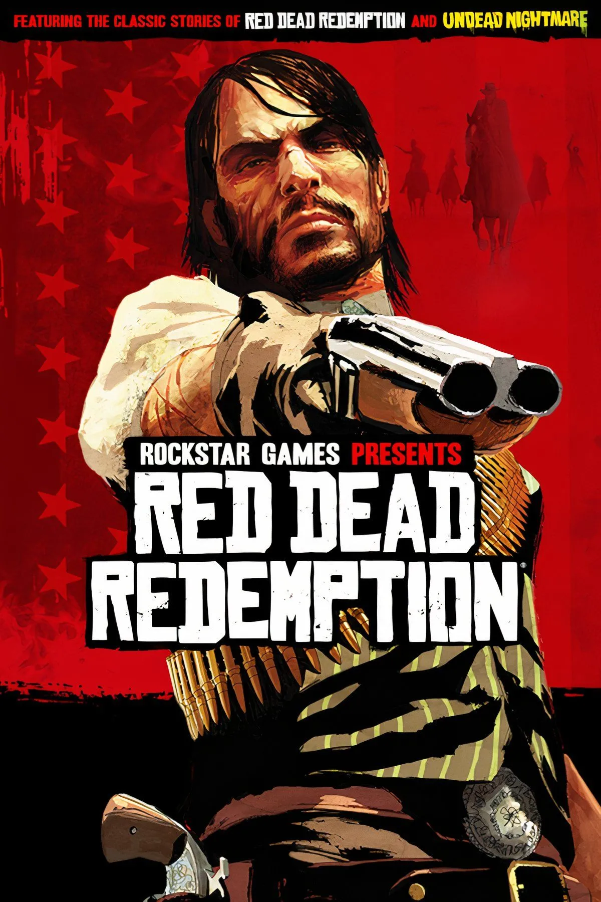 John Marston với vẻ mặt kiên quyết, cầm súng giữa màn đêm của Red Dead Redemption