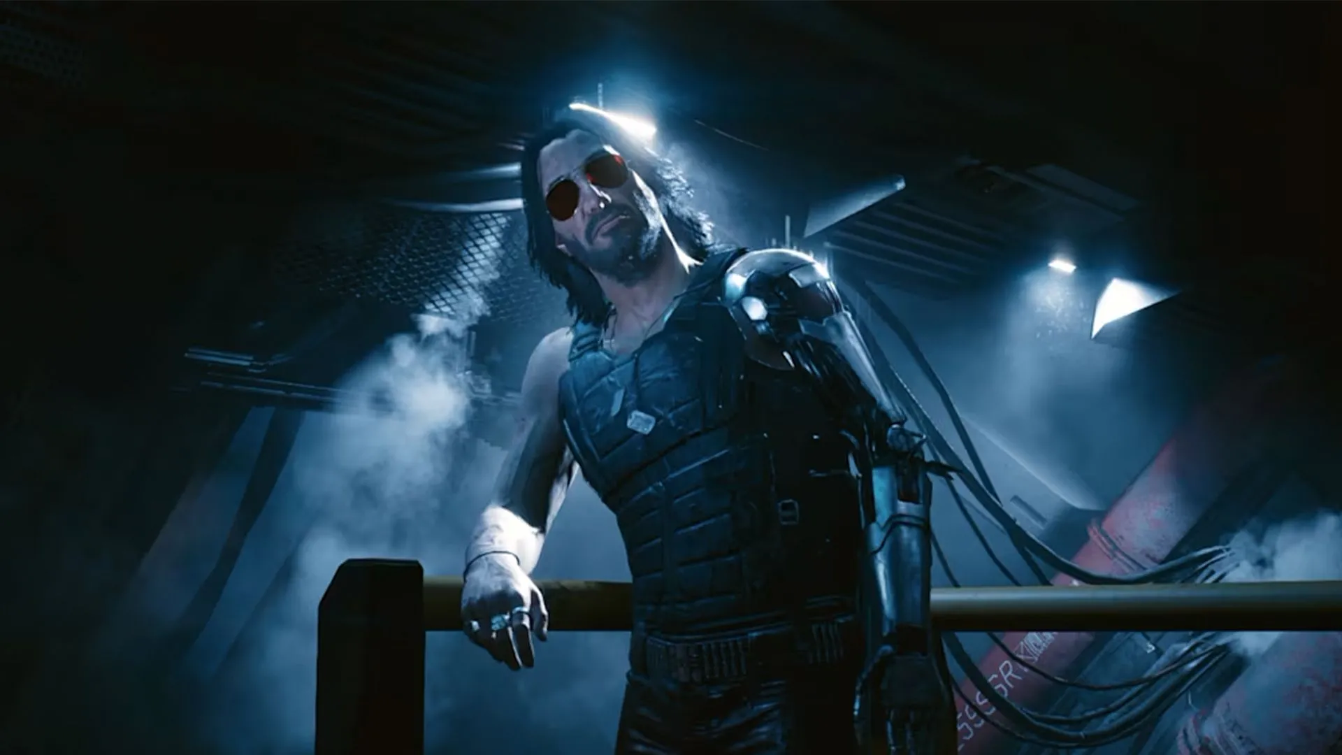 Keanu Reeves trong vai Johnny Silverhand trong Cyberpunk 2077 Ultimate Edition trên Nintendo Switch 2, thể hiện đồ họa và không khí game.