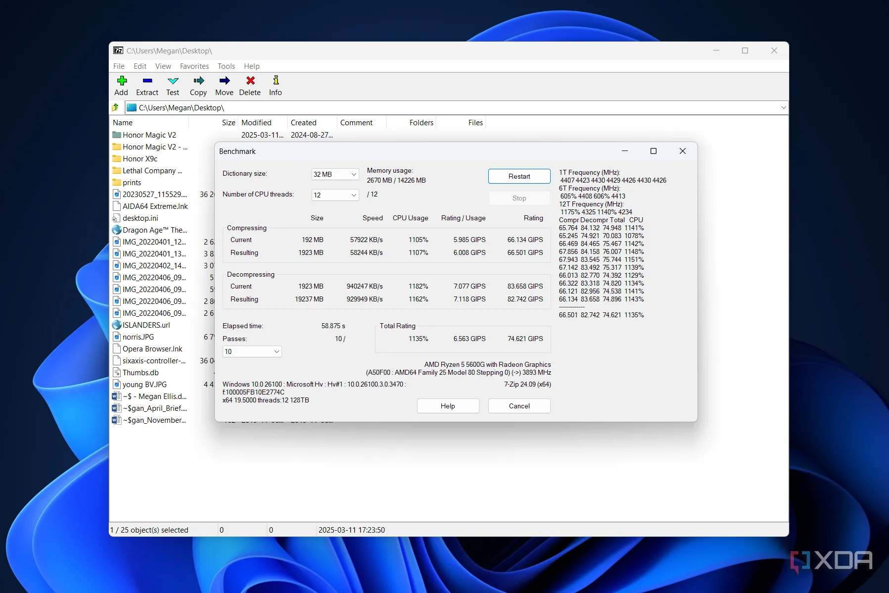 Kết quả benchmark trong 7-Zip