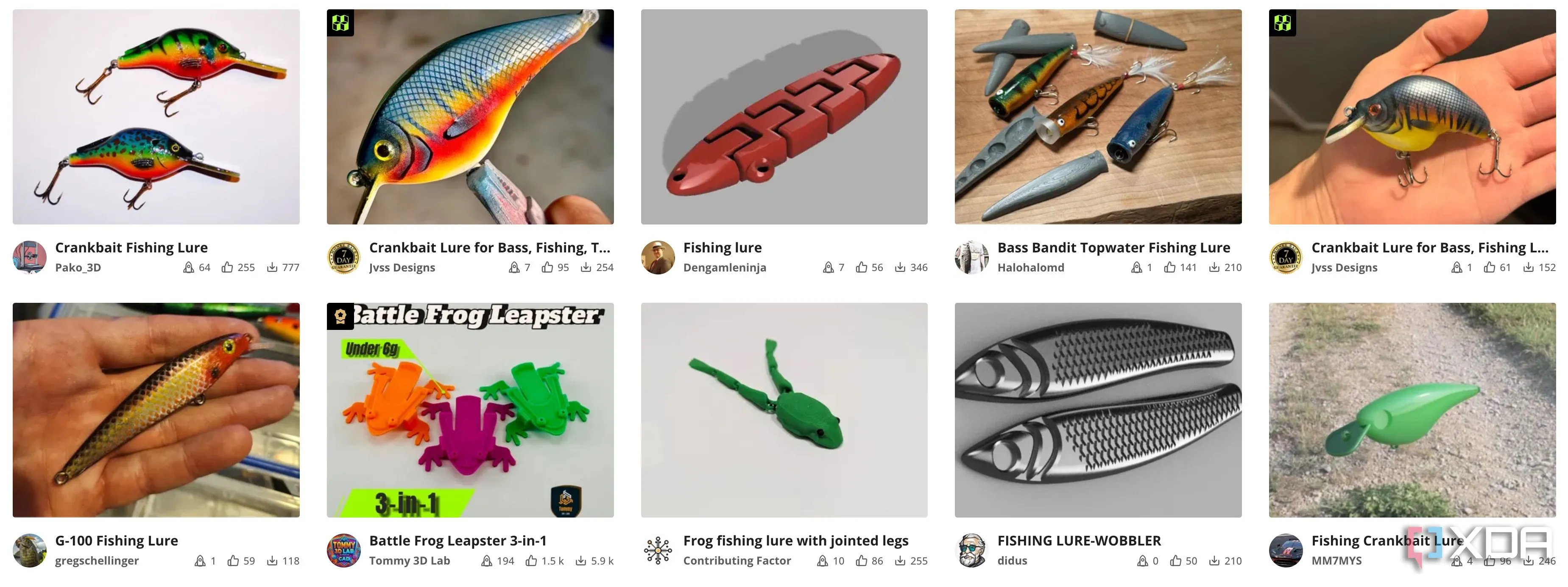 Kết quả tìm kiếm mồi câu cá in 3D trên nền tảng MakerWorld