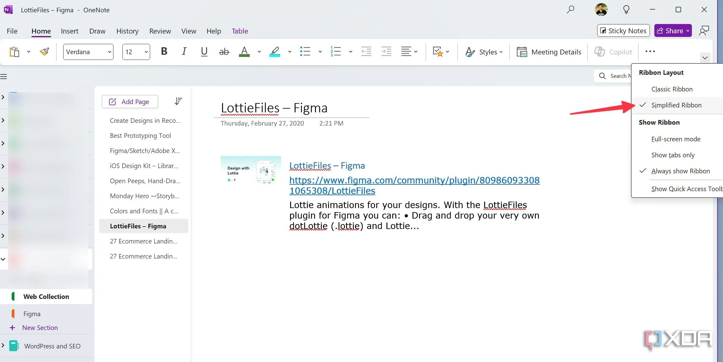 Kích hoạt giao diện Ribbon đơn giản hóa trên OneNote để tối ưu không gian làm việc