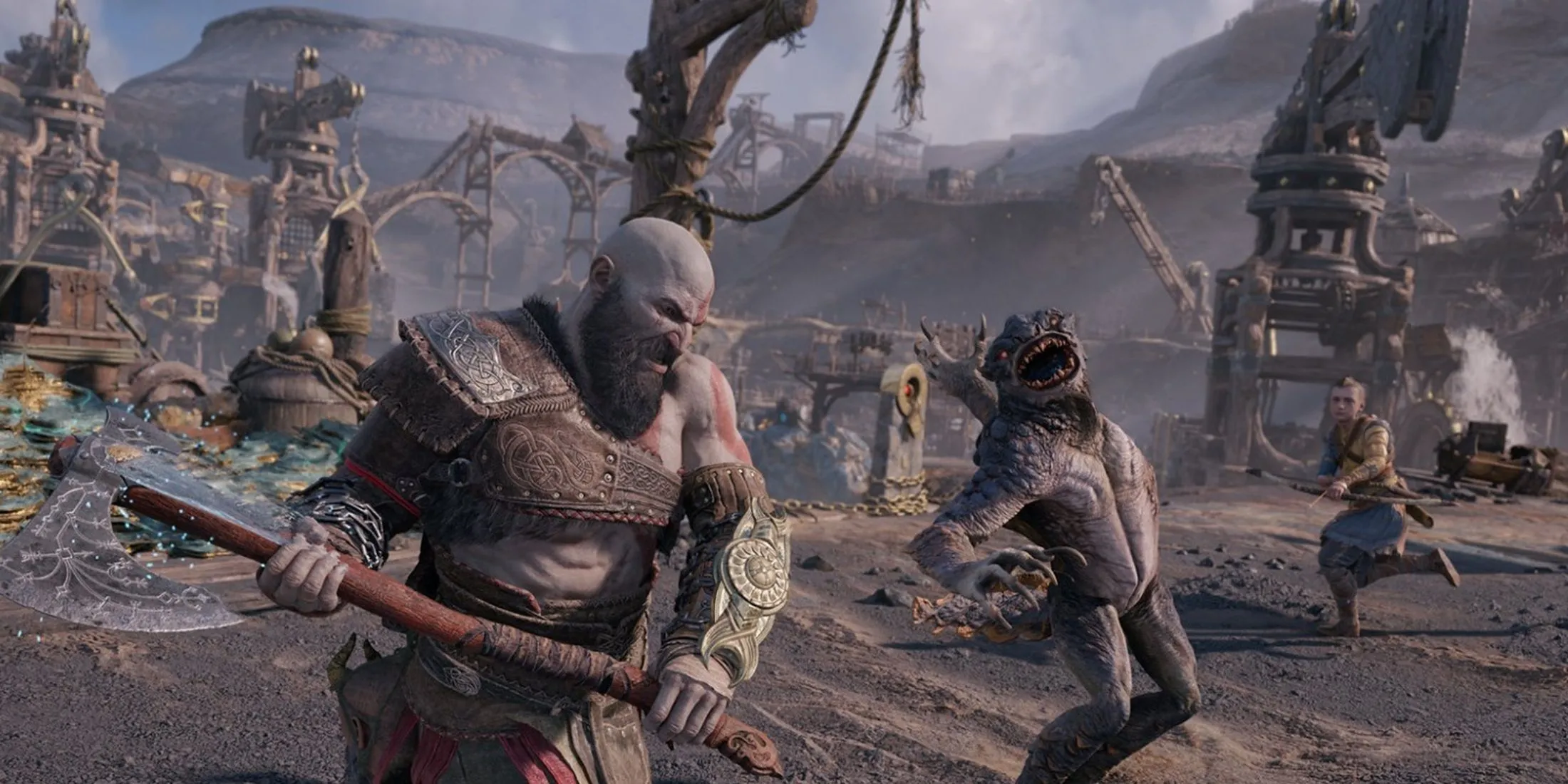 Kratos và Atreus chiến đấu trong God of War Ragnarok