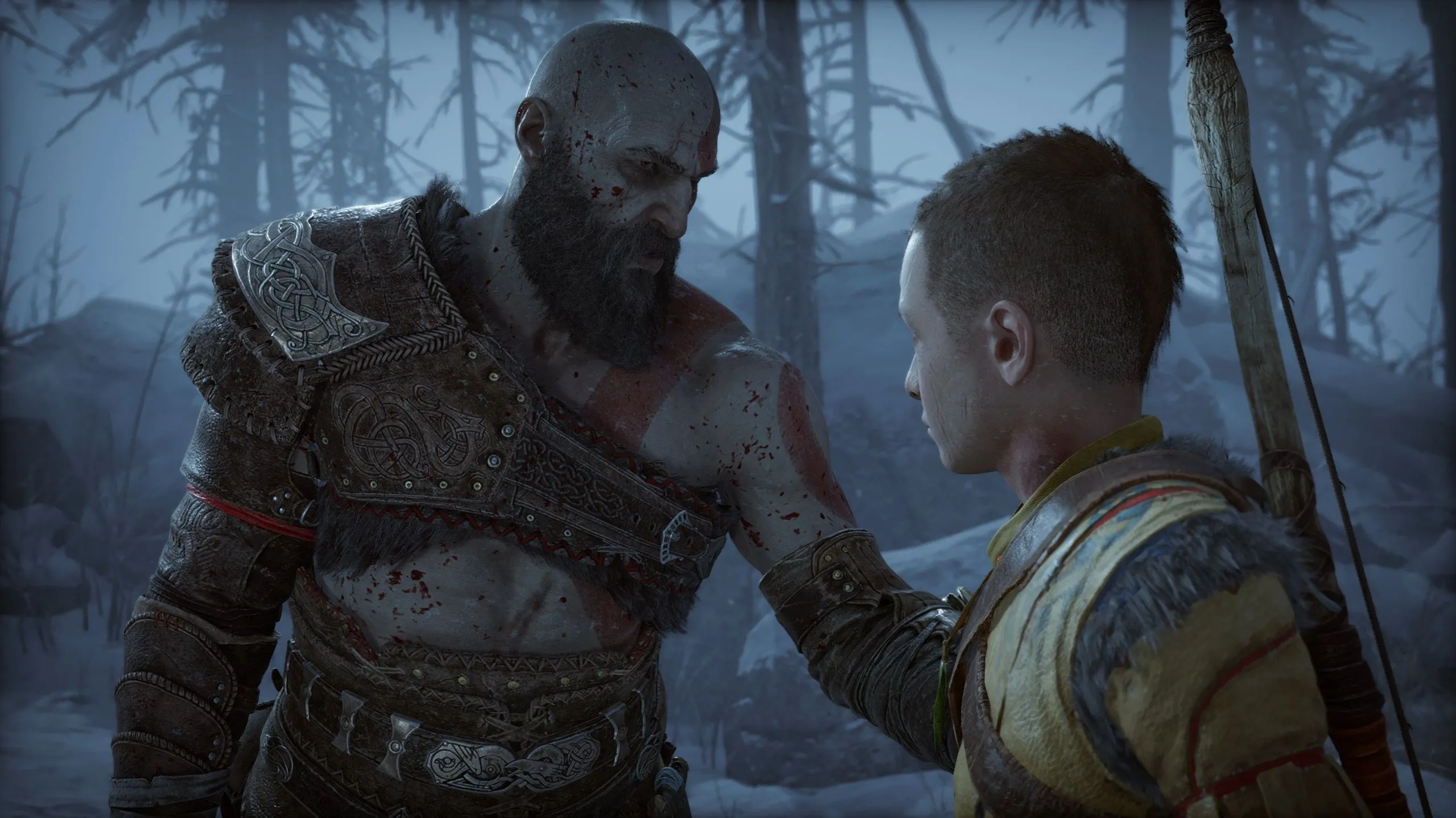Kratos và con trai Atreus trong game God of War Ragnarök, một siêu phẩm trên PlayStation 5