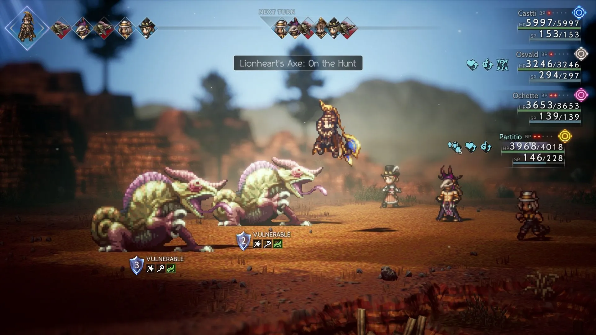 Kỹ năng Lionheart's Axe trong tựa game JRPG Octopath Traveler 2