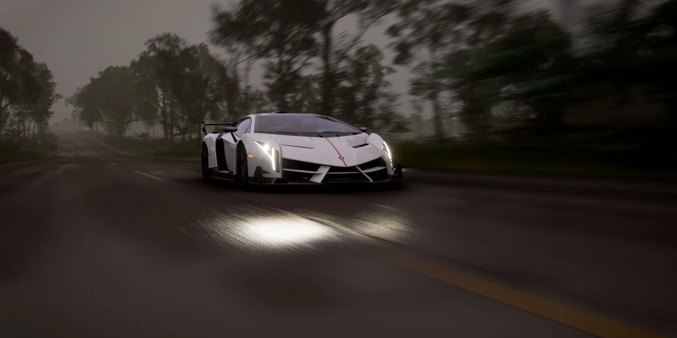 Lamborghini Veneno thể hiện tốc độ và sức mạnh trên đường đua Forza Horizon 5