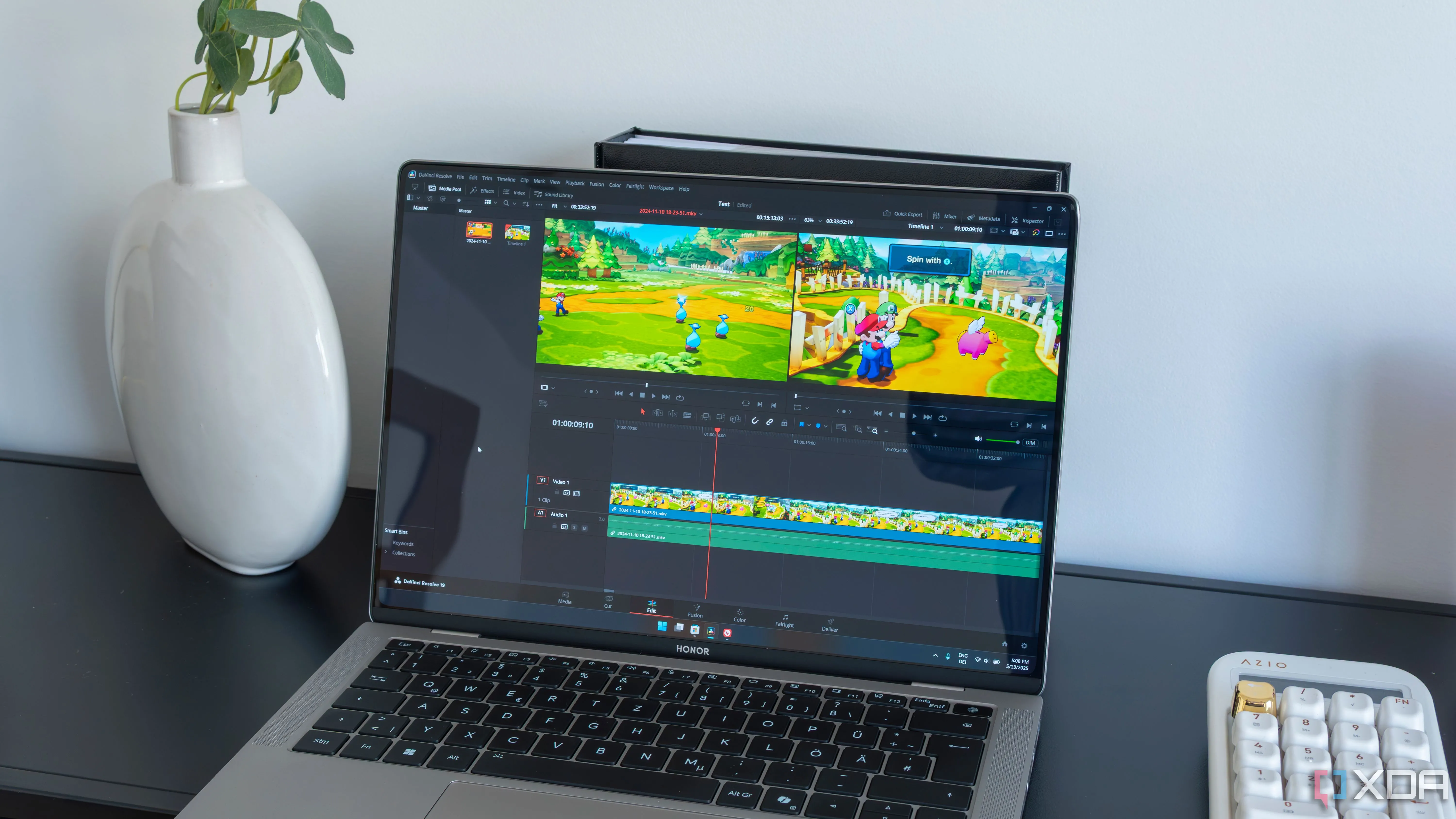 Laptop chạy DaVinci Resolve với khả năng xử lý AI cục bộ