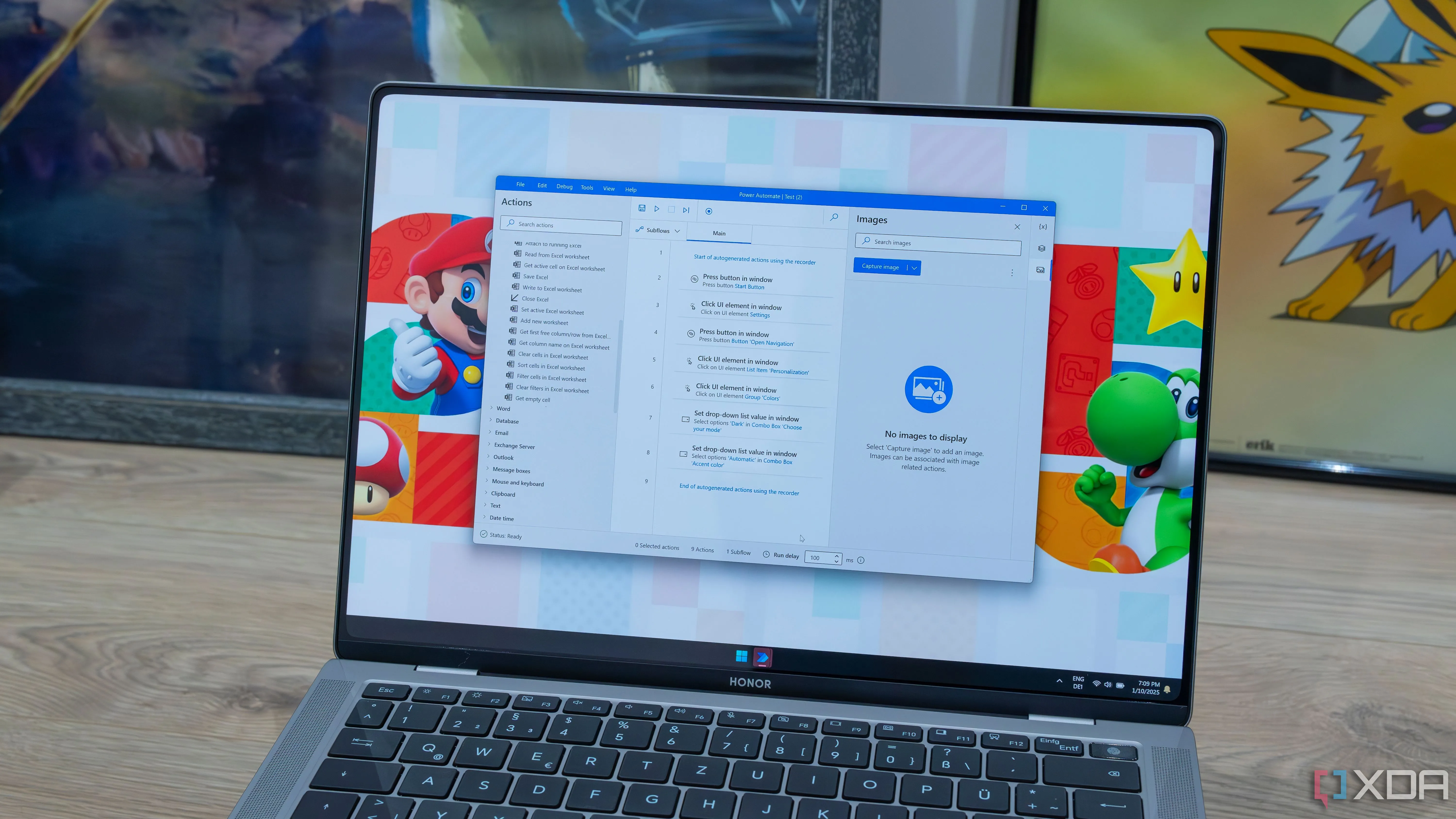 Laptop Windows 11 hiển thị giao diện Power Automate, minh họa công cụ tự động hóa cho PC