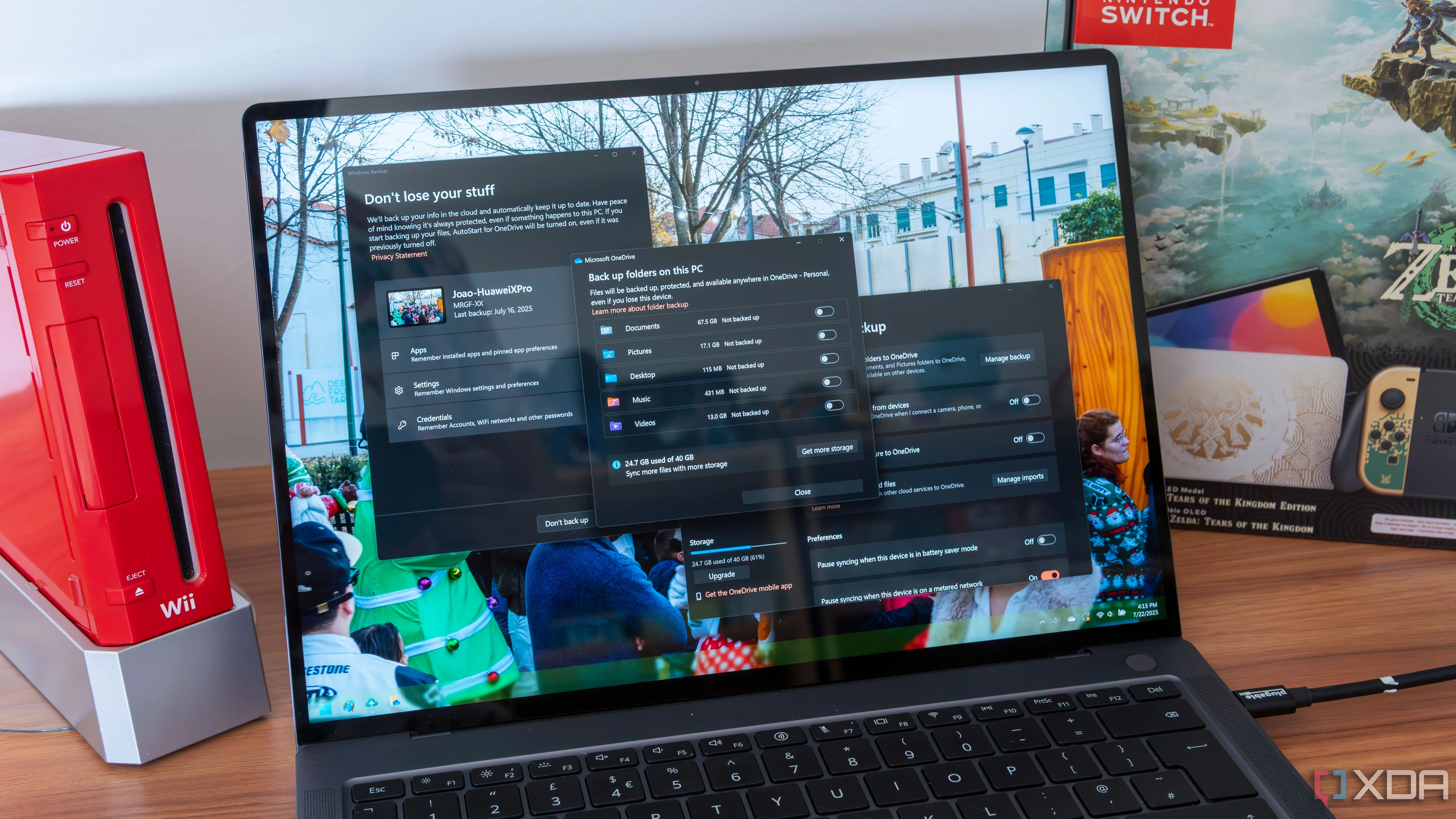 Laptop Windows 11 hiển thị tùy chọn sao lưu hệ thống