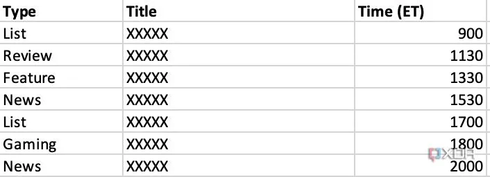 Lên lịch bài viết và video trên Excel
