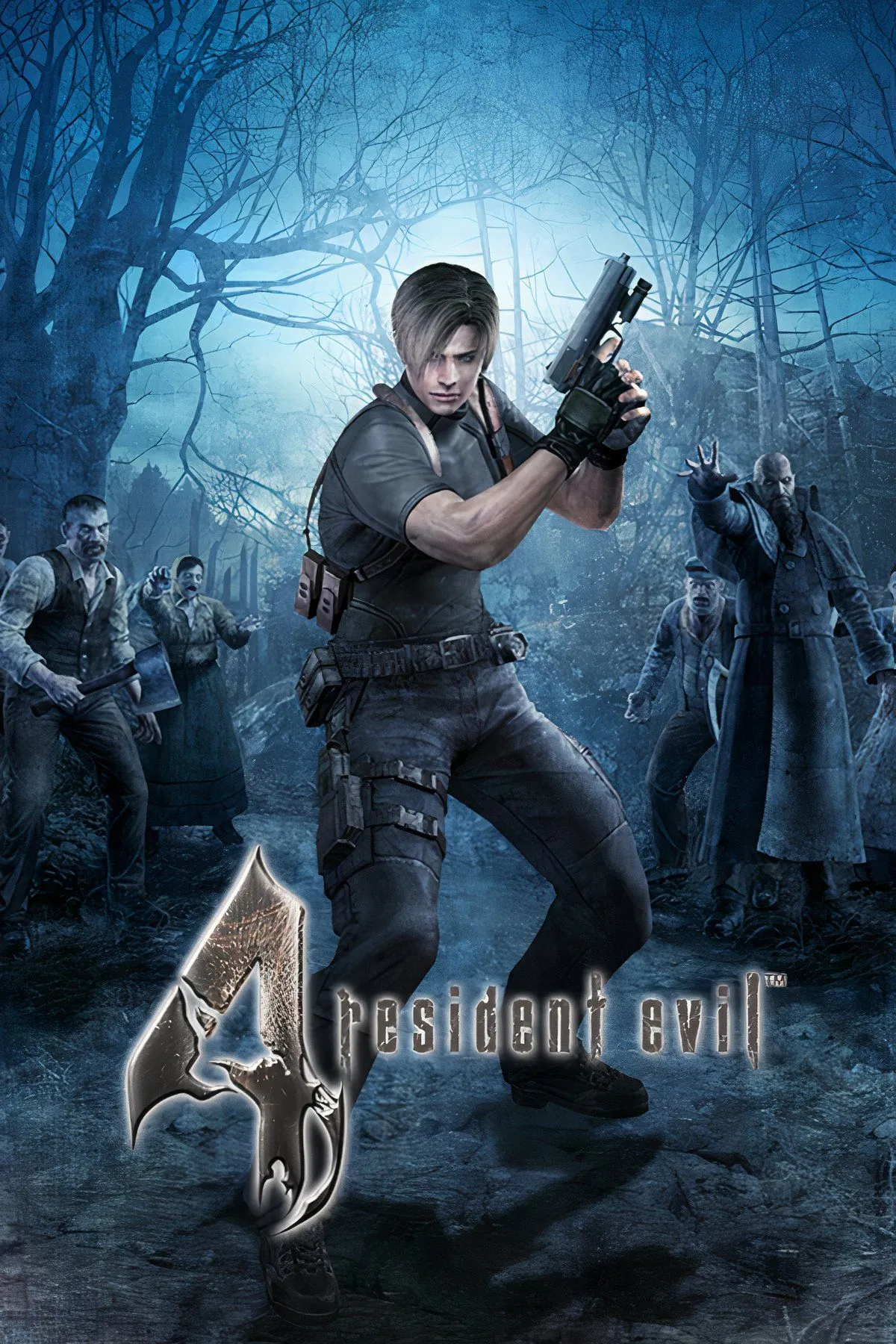 Leon S. Kennedy đối mặt với đám đông Infected trong Resident Evil 4 trên GameCube, thể hiện lối chơi bắn súng góc nhìn thứ ba đã định hình cả một thể loại.