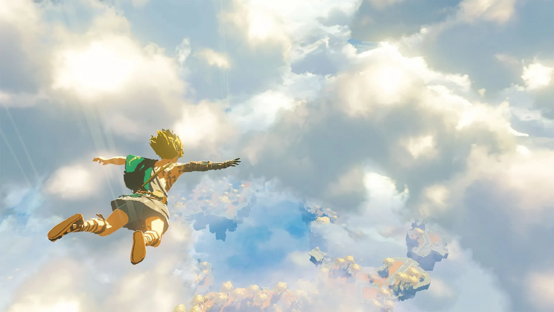Link đang bay lượn trên bầu trời trong The Legend of Zelda: Tears of the Kingdom, sẽ có phiên bản Switch 2 Edition