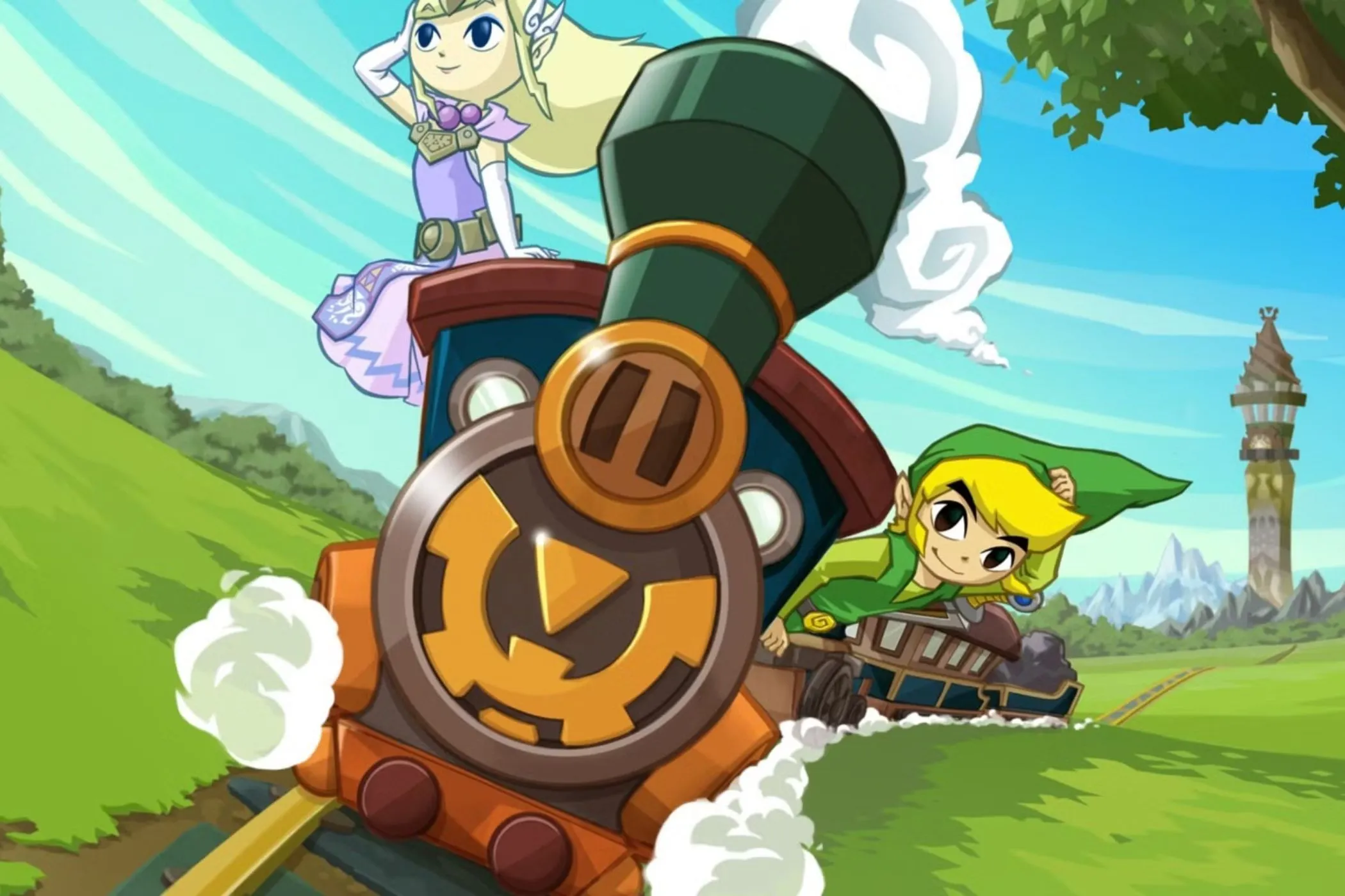 Link và Zelda trên chuyến tàu hỏa trong game The Legend of Zelda: Spirit Tracks – phương tiện bị khóa trong các bản game lậu.