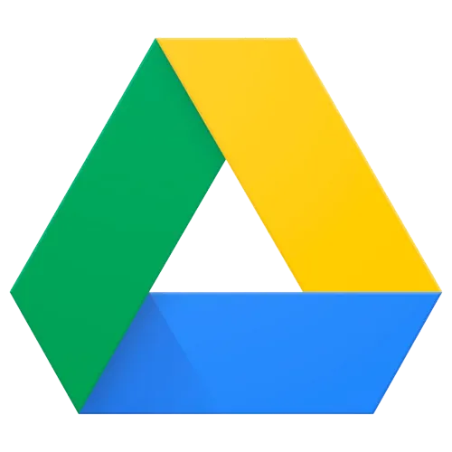 Logo Google Drive với ba đường giao nhau màu vàng, xanh lá và xanh dương tạo thành hình tam giác