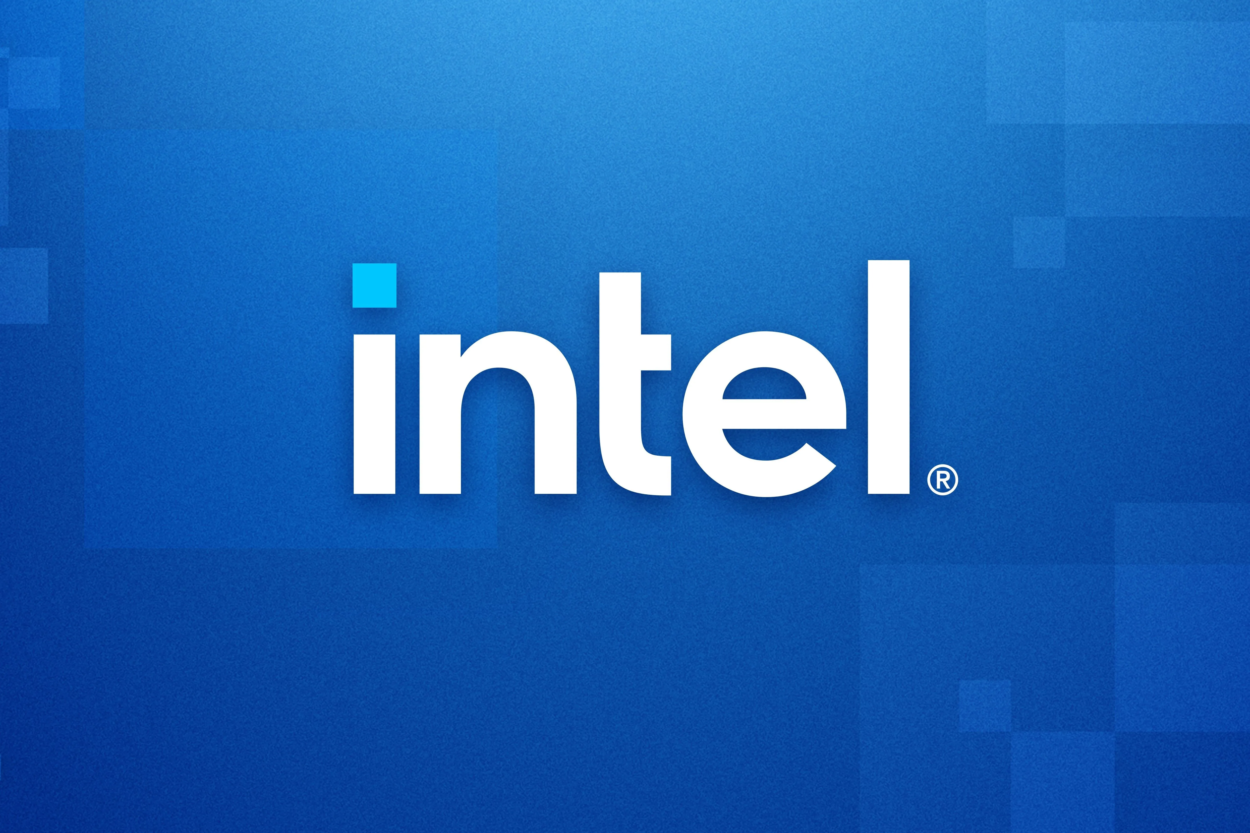 Logo Intel trên nền xanh, biểu tượng cho sức mạnh và sự đổi mới liên tục của hãng chip x86 hàng đầu.