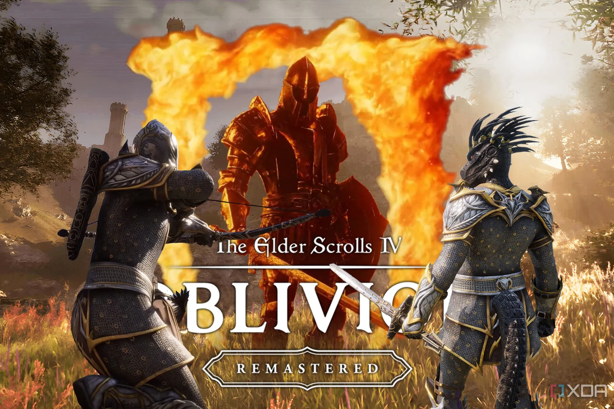 Logo Oblivion Remastered và các nhân vật, minh họa sự trở lại của game nhập vai kinh điển.