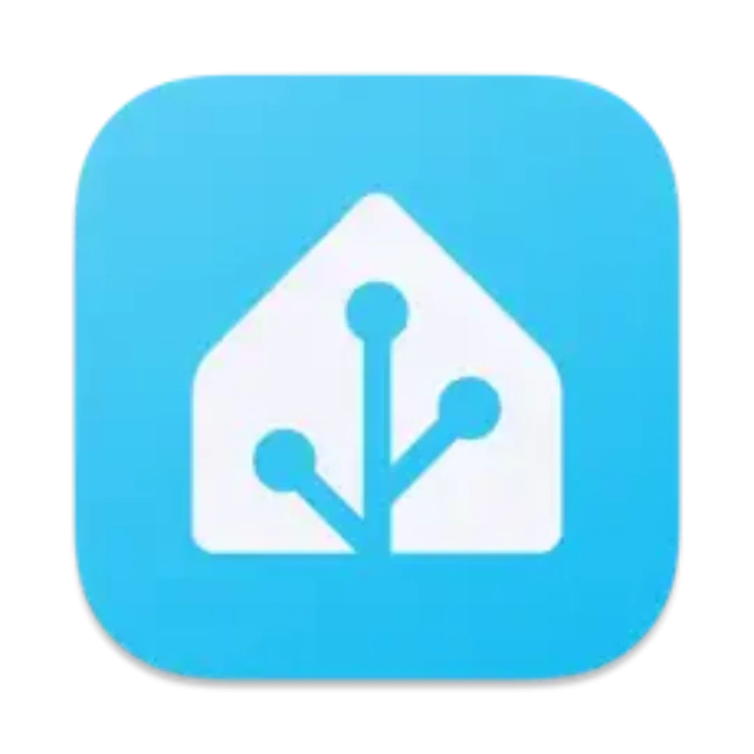 Logo ứng dụng Home Assistant trên nền tối