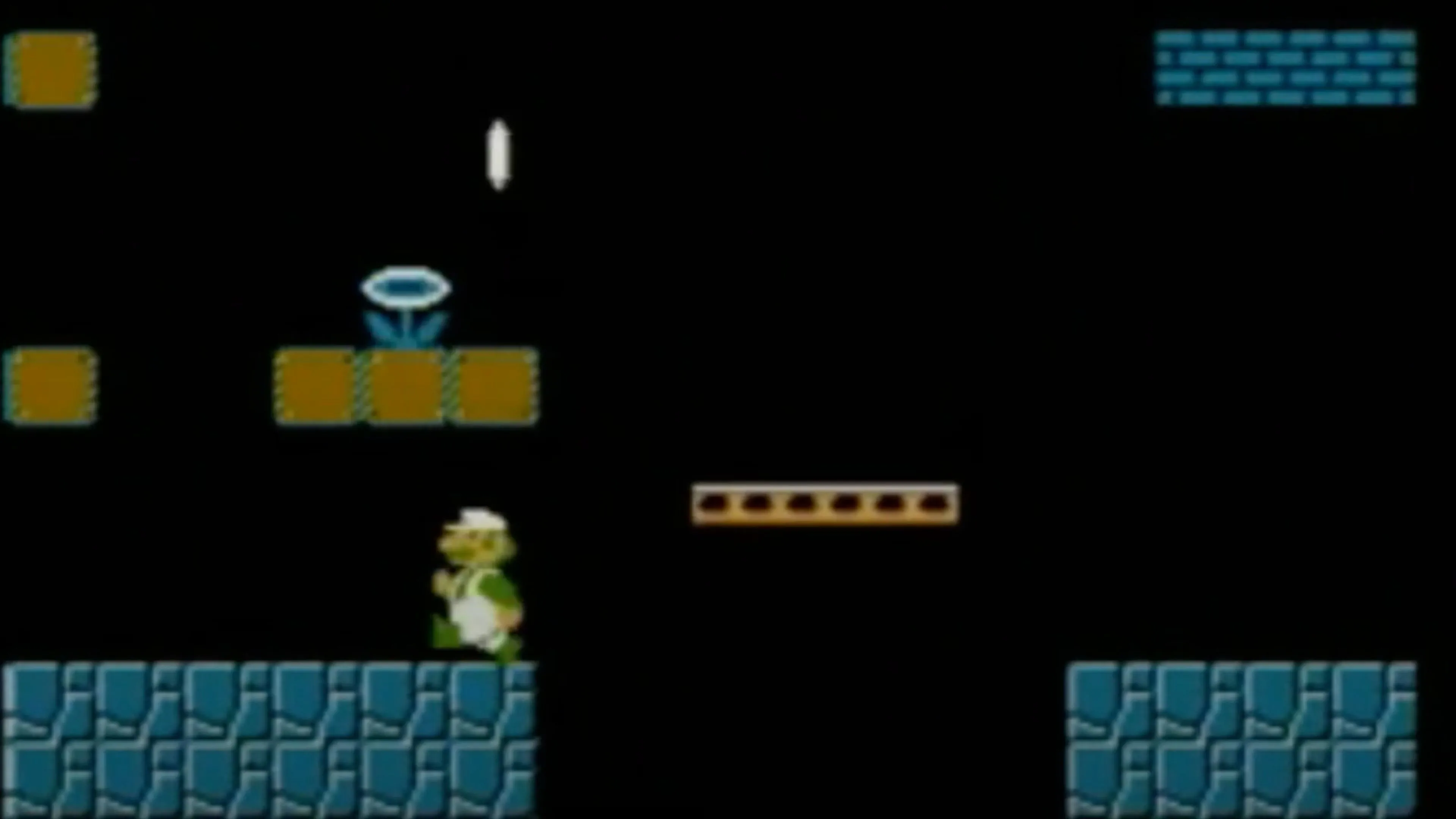 Luigi đang nhảy trên màn hình Super Mario Bros.