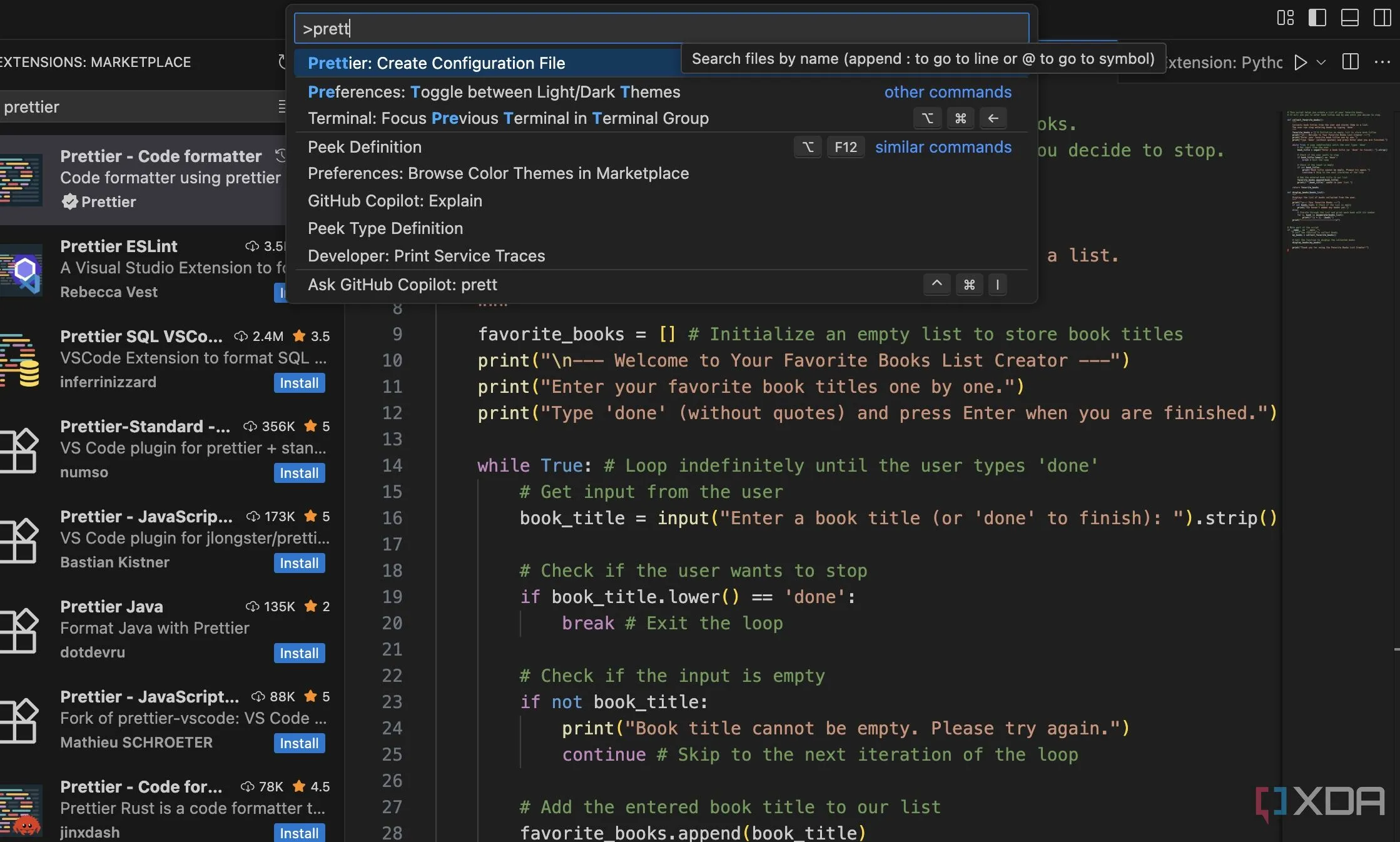 Mã nguồn được định dạng gọn gàng, chuẩn hóa bởi tiện ích Prettier trong Visual Studio Code, giúp tăng tính dễ đọc.