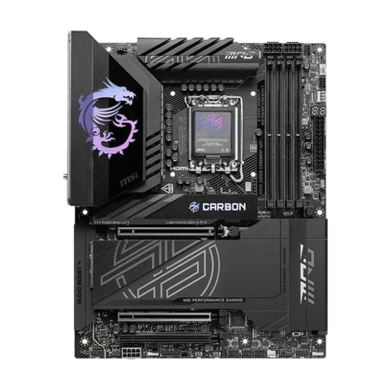 Mainboard MSI MPG Z890 Carbon WiFi với giải pháp VRM 23 pha, phù hợp cho CPU Intel thế hệ mới và ép xung cực đỉnh.