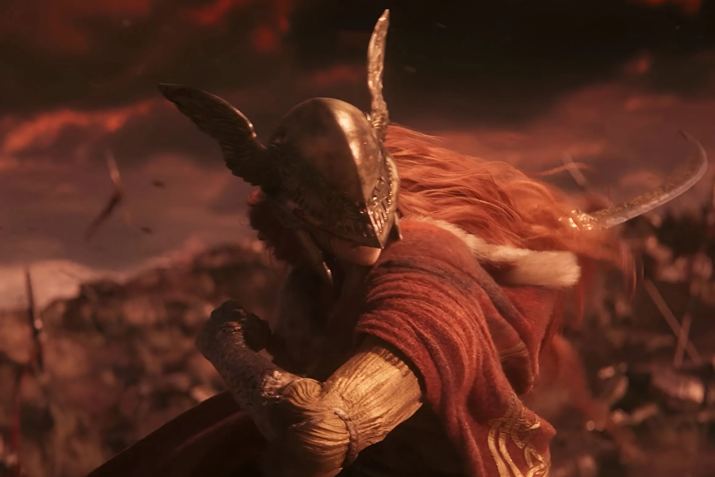 Malenia, Blade of Miquella trong Elden Ring với mũ cánh và kiếm sắc