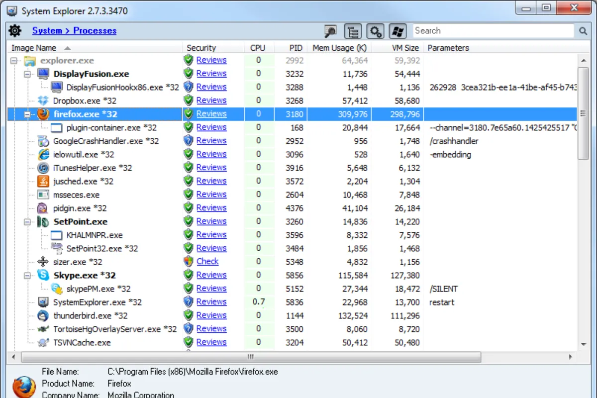 Màn hình chính của System Explorer hiển thị tổng quan các tác vụ, tiến trình và thông tin hệ thống.