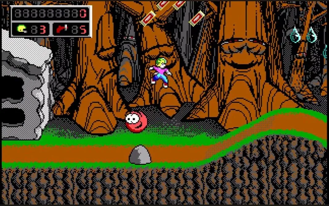 Màn hình game Commander Keen 4, tựa platformer khoa học viễn tưởng cổ điển