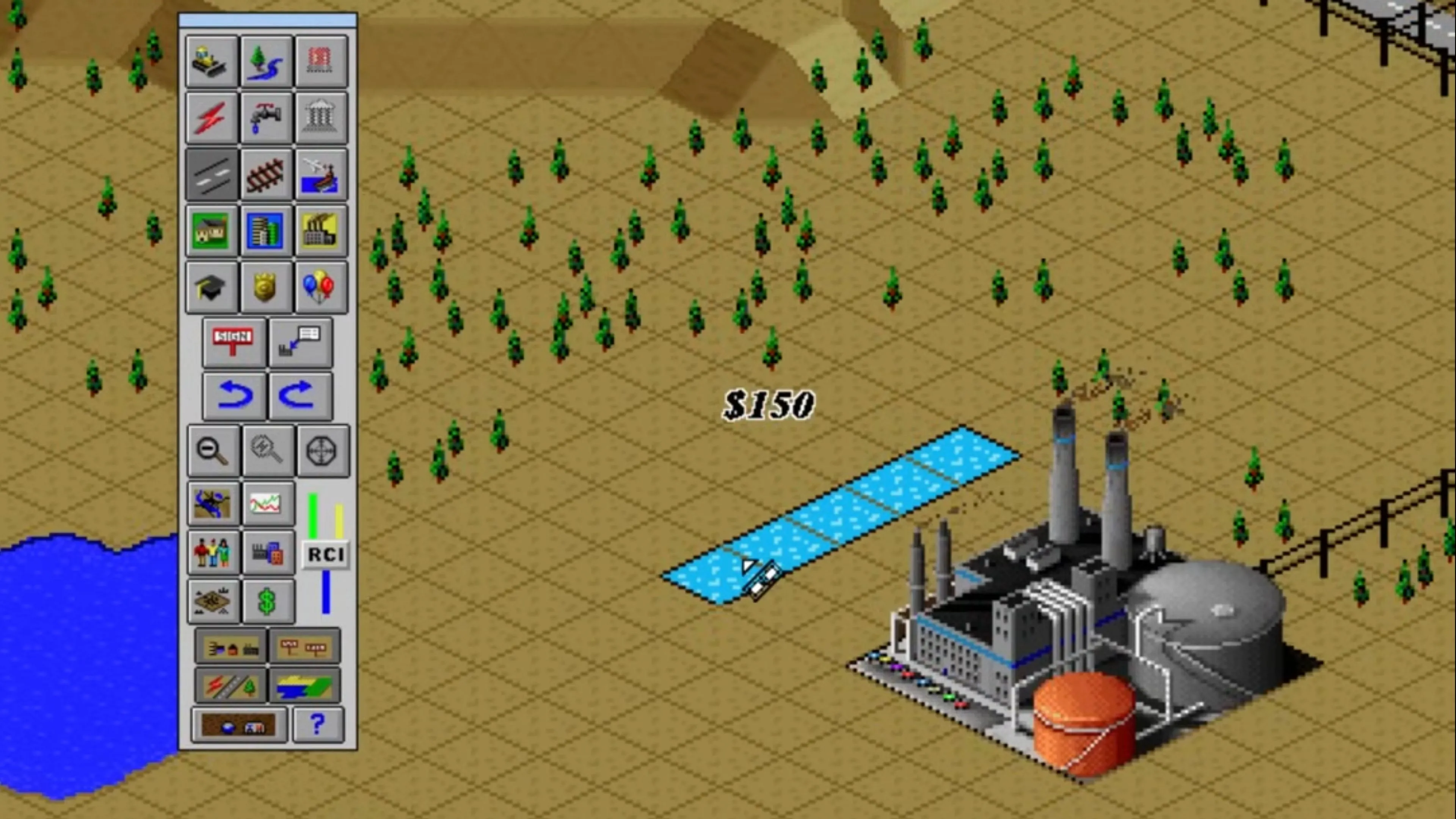 Màn hình gameplay của Sim City 2000, game xây dựng thành phố kinh điển