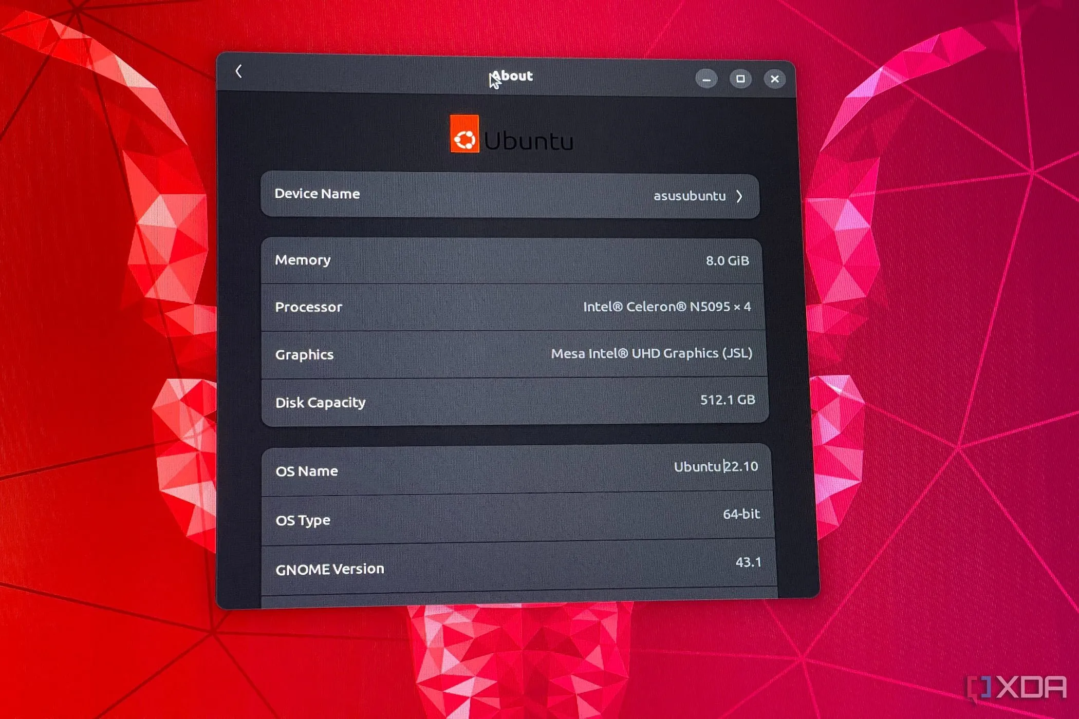 Màn hình hiển thị thông số kỹ thuật hệ thống trên Ubuntu, minh họa môi trường Linux