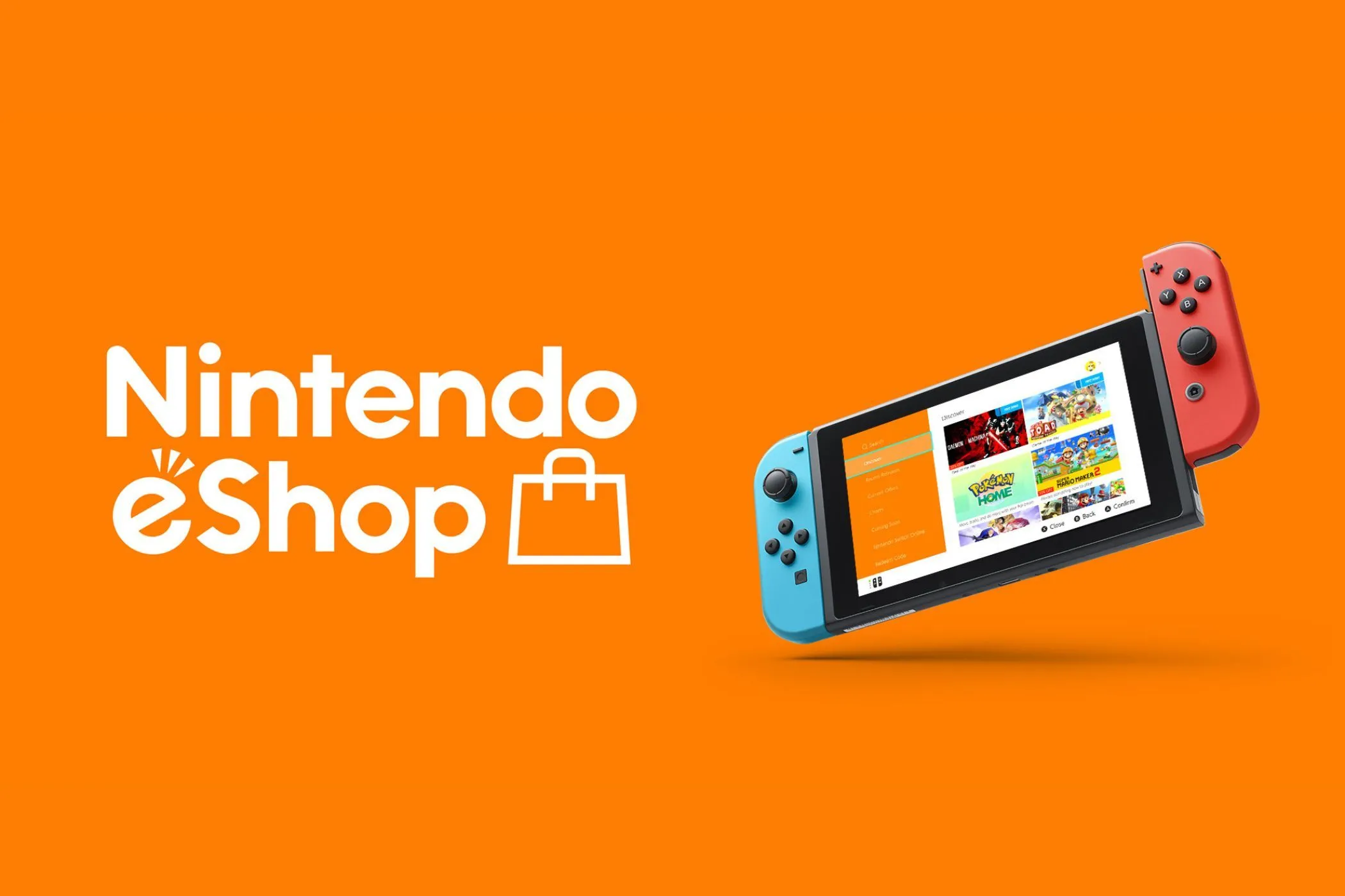 Màn hình khởi động eShop Nintendo Switch với giao diện điều hướng, minh họa vấn đề giật lag