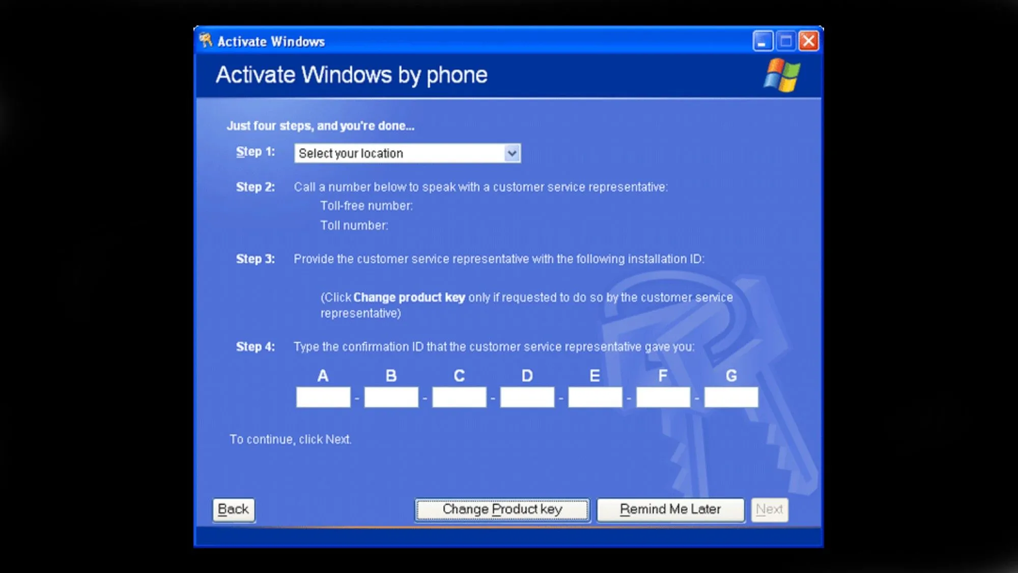 Màn hình kích hoạt sản phẩm Windows XP yêu cầu người dùng đăng ký hệ điều hành