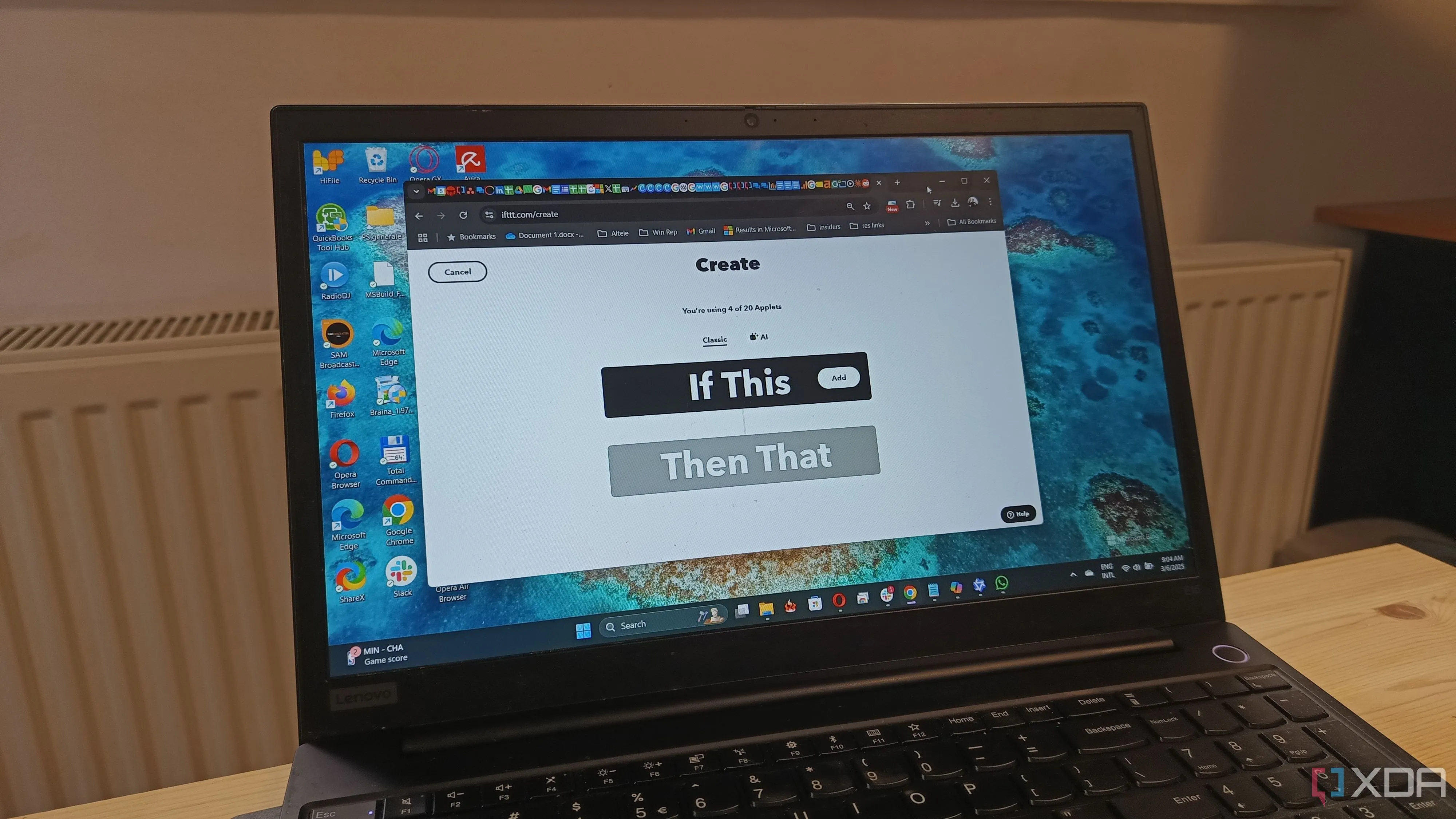 Màn hình laptop hiển thị giao diện tạo applet tự động hóa trên IFTTT, minh họa thiết lập thông báo tùy chỉnh