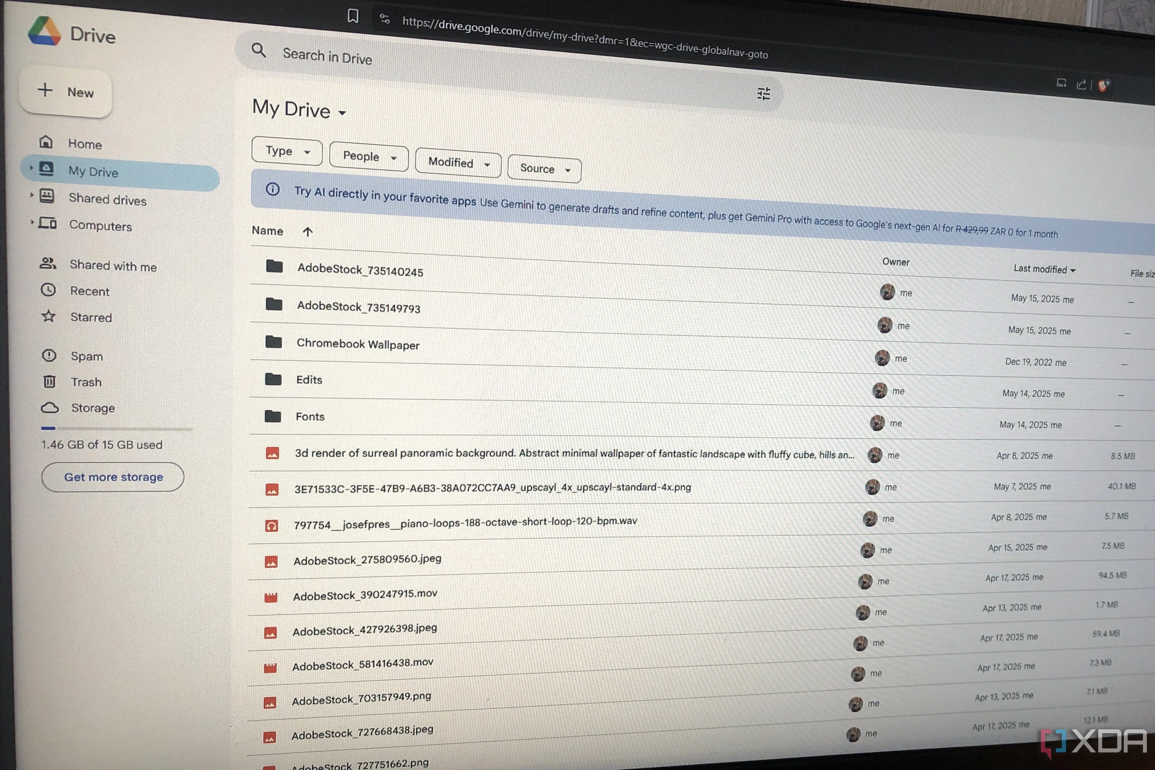 Màn hình máy tính hiển thị các tệp tin trong Google Drive, minh họa sự phụ thuộc vào dịch vụ lưu trữ đám mây phổ biến.