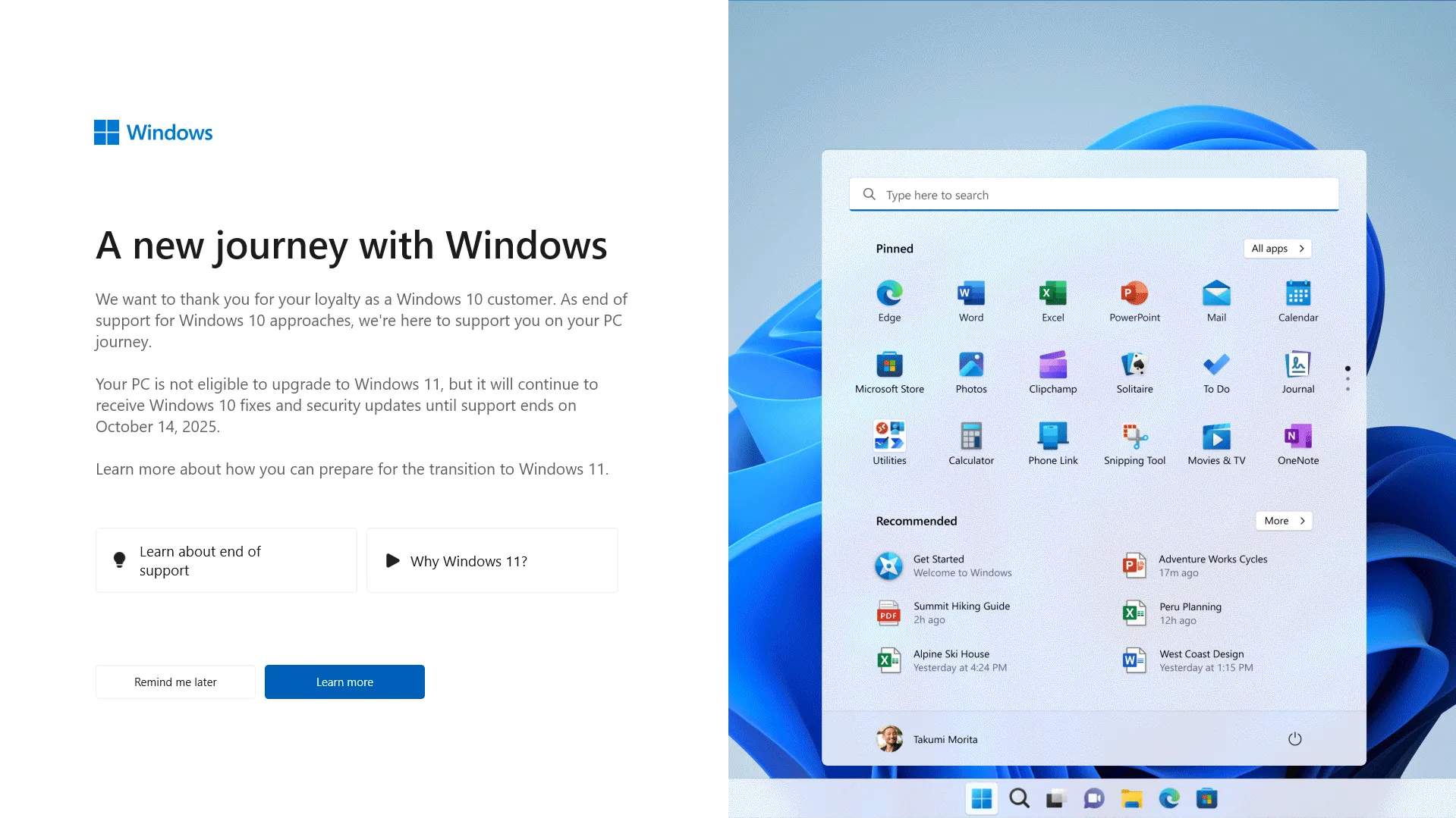 Màn hình máy tính hiển thị quảng cáo nâng cấp toàn màn hình lên Windows 11 trên hệ điều hành Windows 10, minh họa sự thay đổi phiên bản.