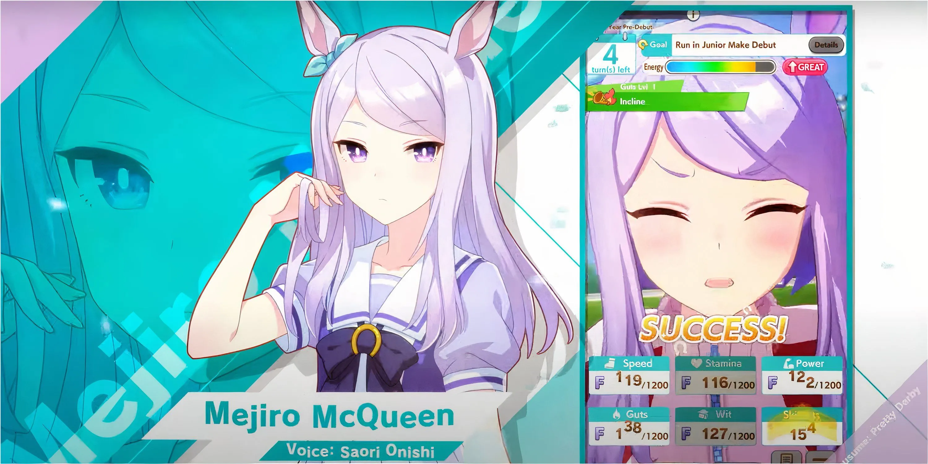 Màn hình quay gacha trong Umamusume Pretty Derby, hiển thị việc nhận nhân vật mới