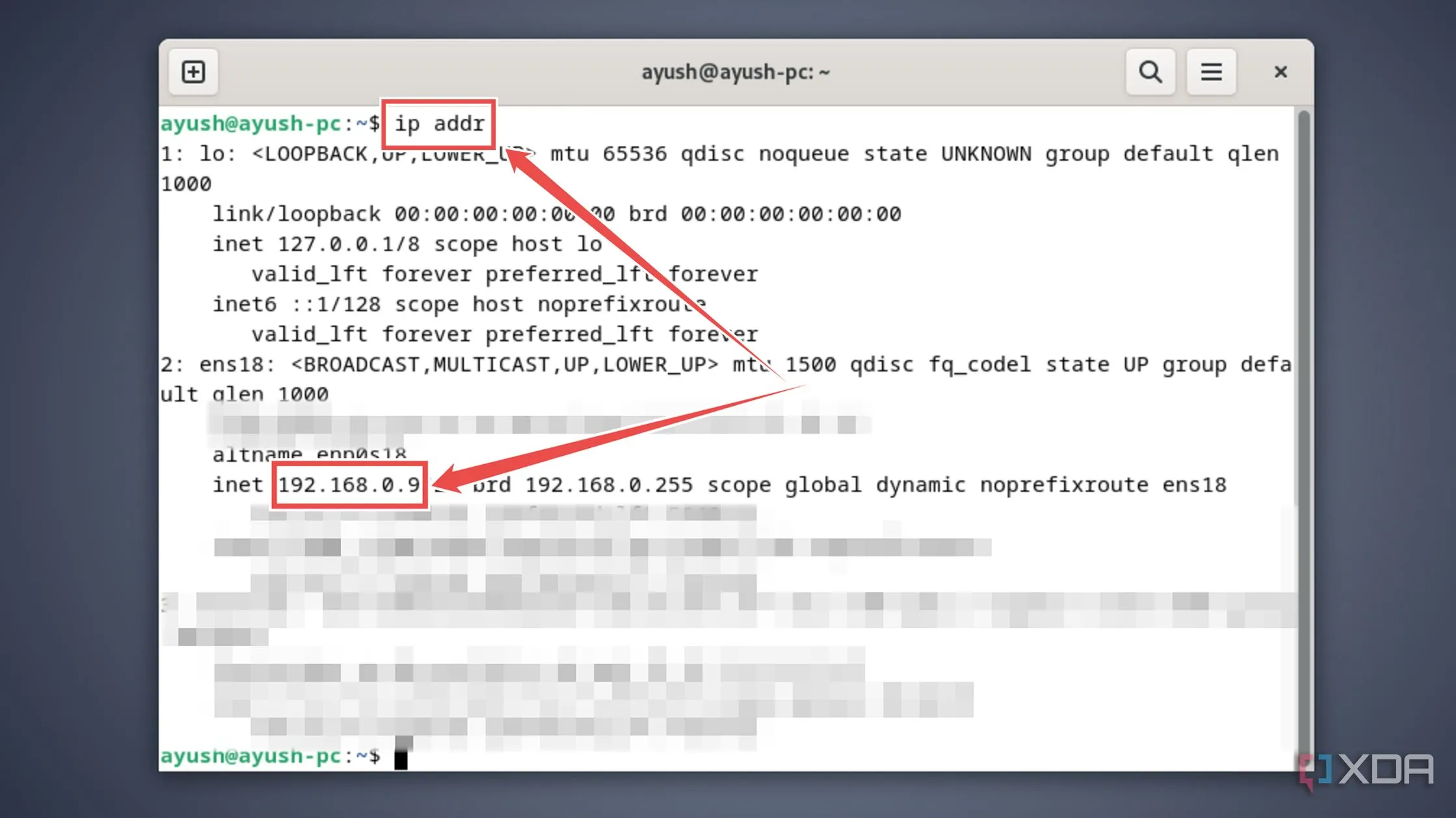 Màn hình terminal hiển thị kết quả lệnh `ip addr` để xác định địa chỉ IP cho thiết lập Docker Swarm