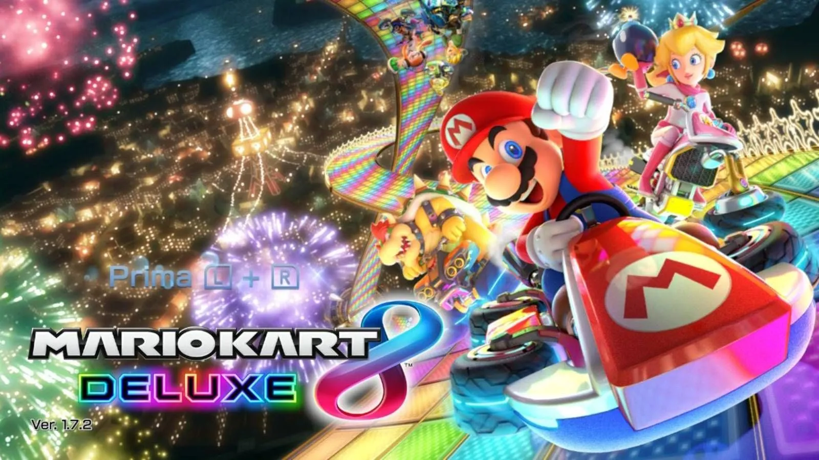 Màn hình tiêu đề game Mario Kart 8 Deluxe, một ví dụ về game được hưởng lợi từ thời gian tải nhanh trên Switch 2.