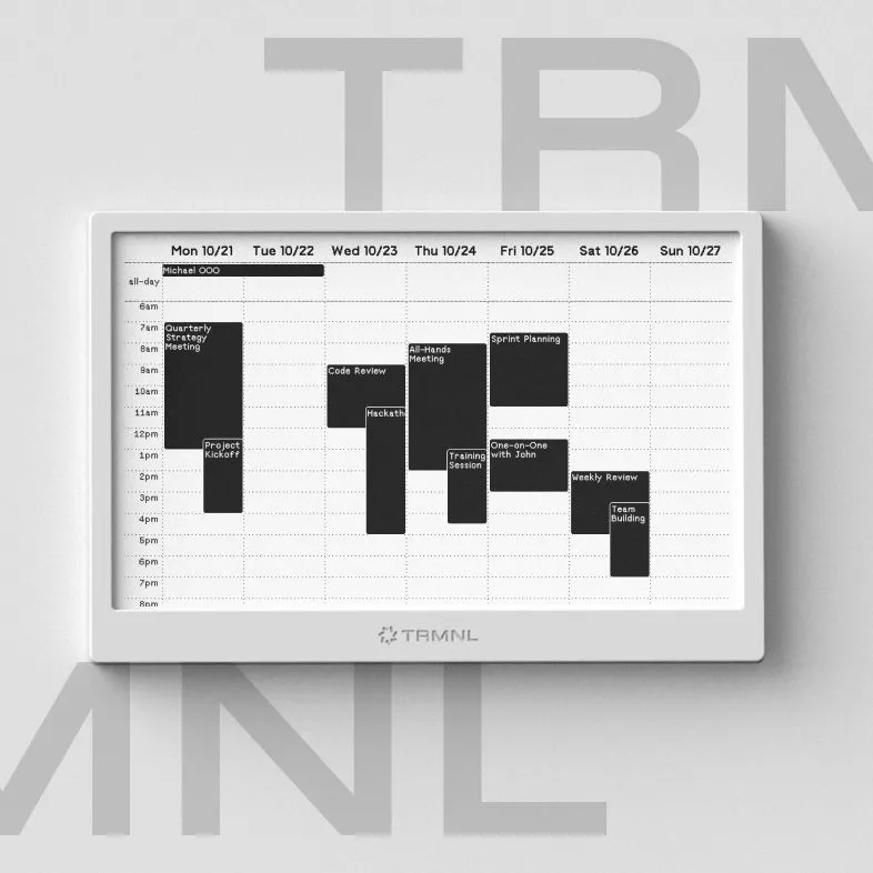 Màn hình TRMNL hiển thị giao diện tùy chỉnh và thông tin tổng quan