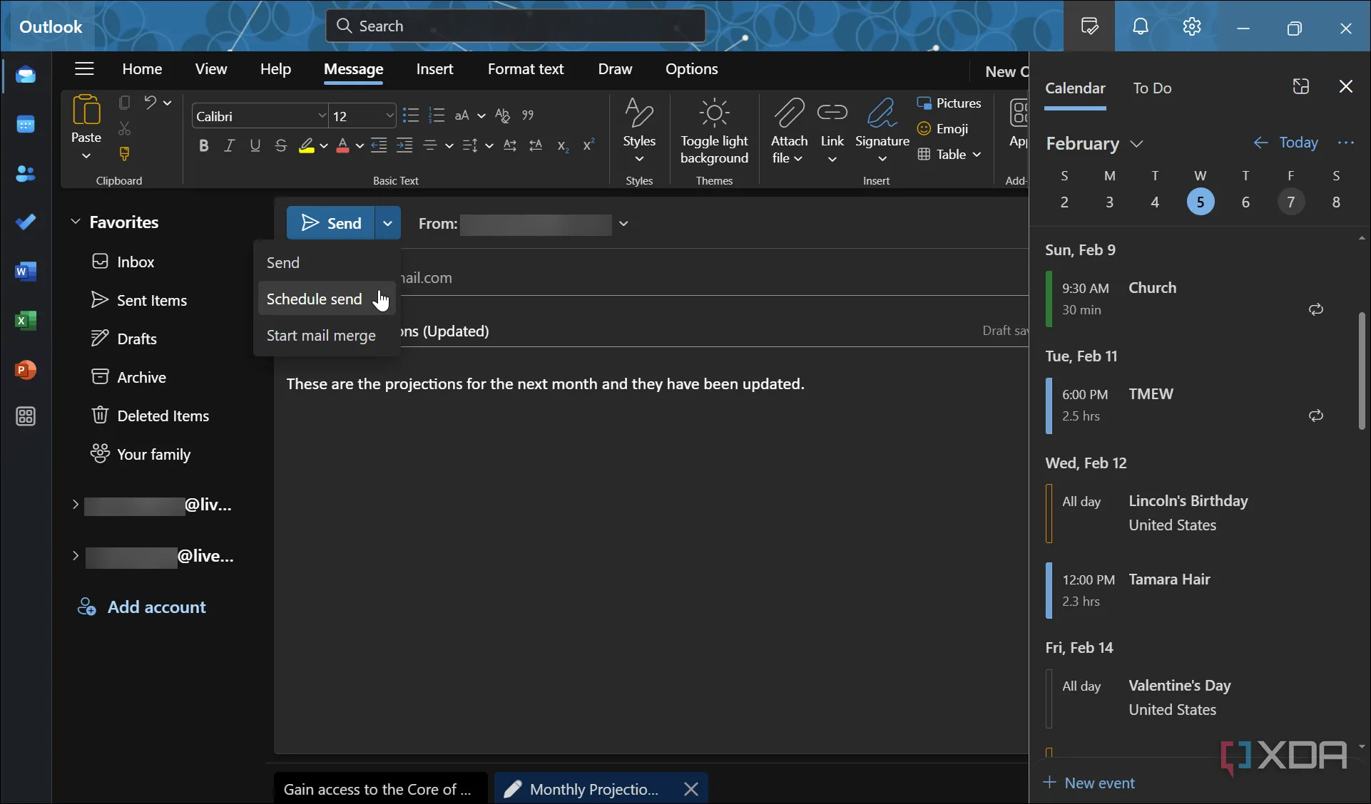 Màn hình ứng dụng Outlook mới trên Windows 11