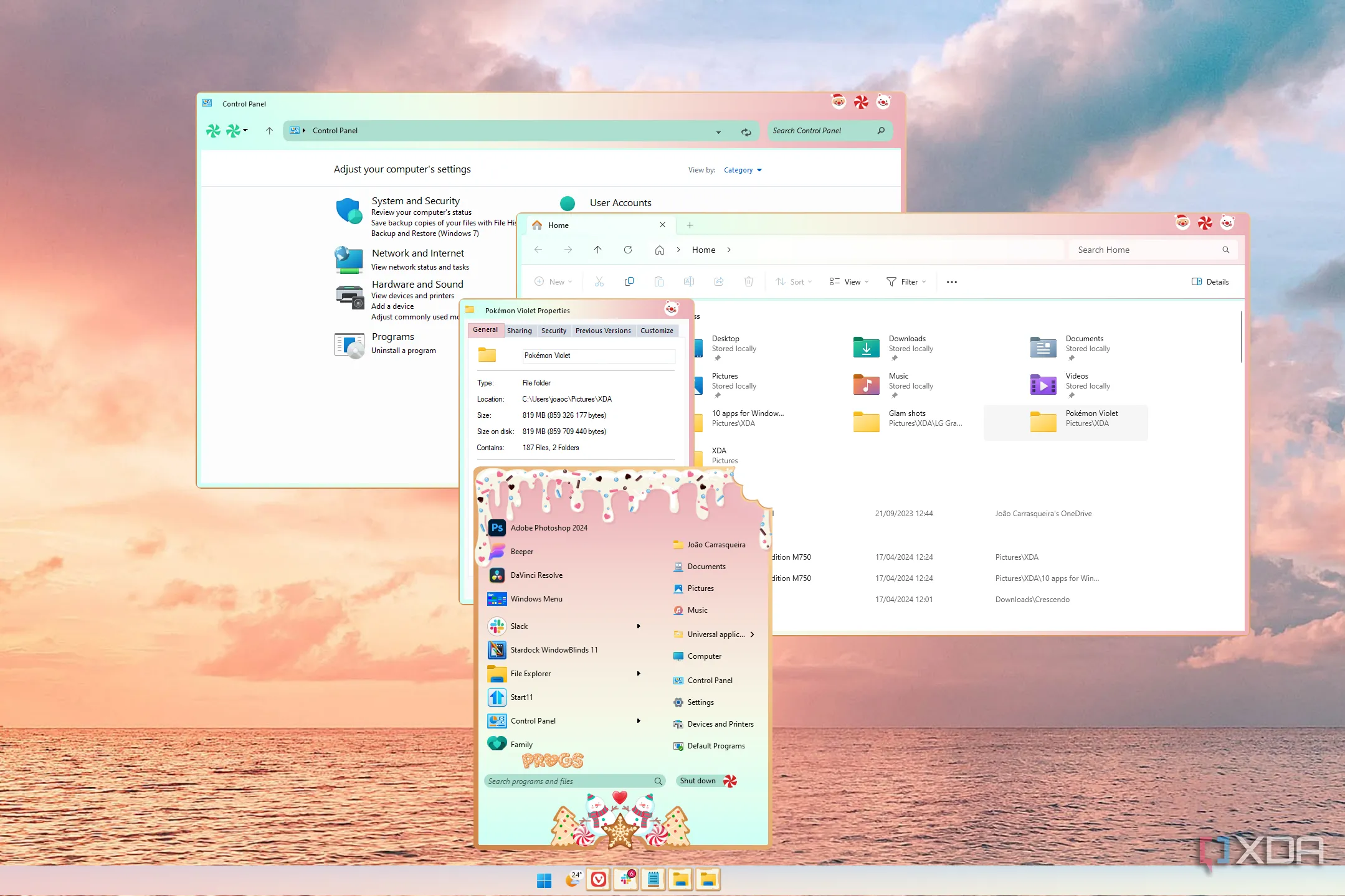 Màn hình Windows 11 với giao diện được tùy biến bởi WindowBlinds