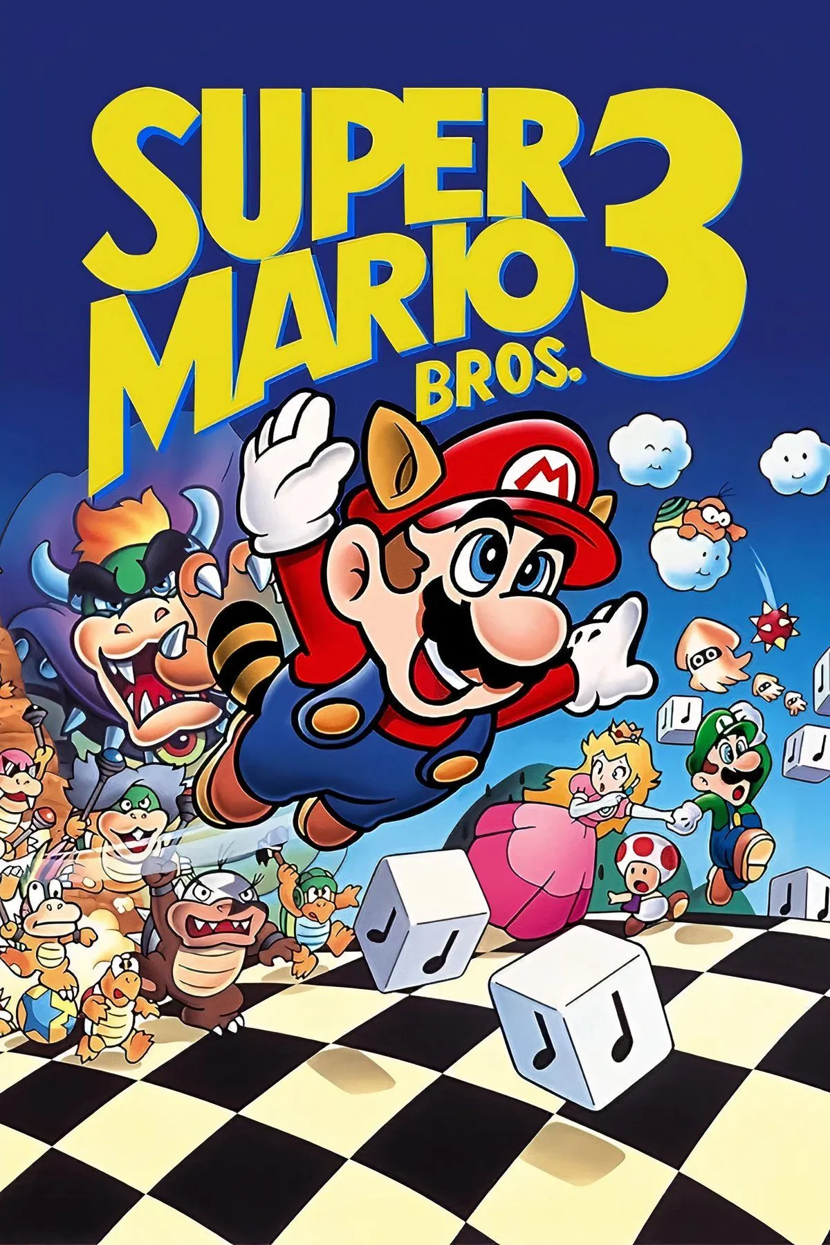 Mario đang bay với bộ đồ Tanooki trong Super Mario Bros. 3