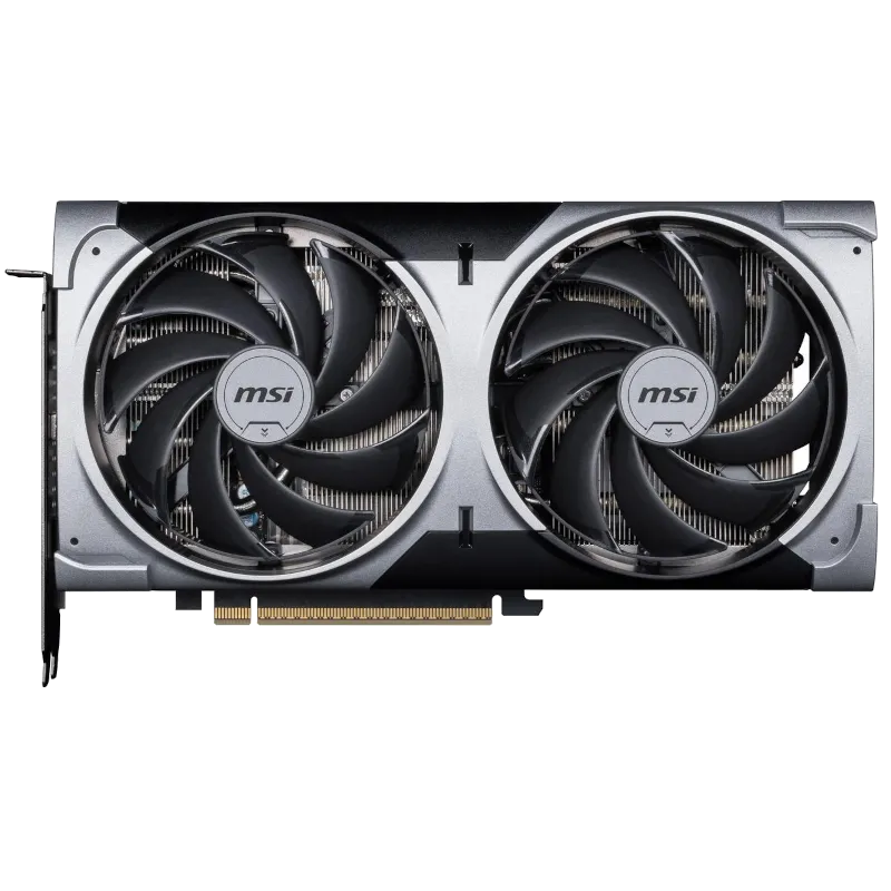Mặt sau của card MSI GeForce RTX 5070 Ventus 2X OC với các cổng kết nối.