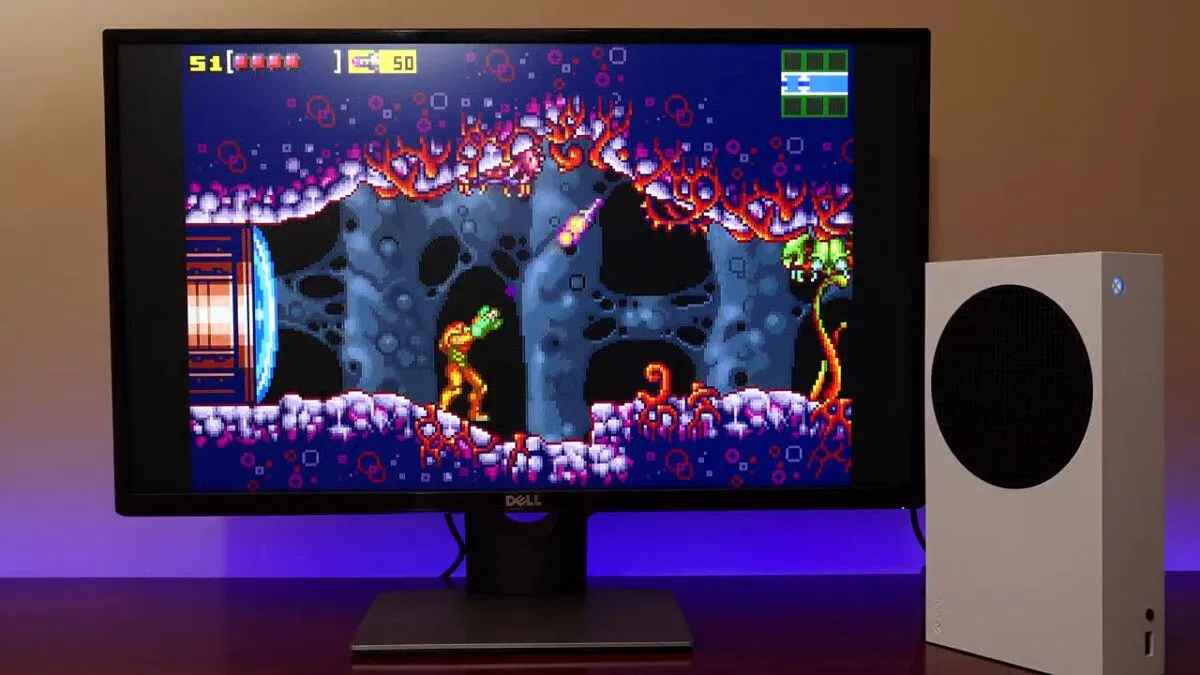 Máy chơi game Xbox Series S đang chạy phần mềm giả lập RetroArch