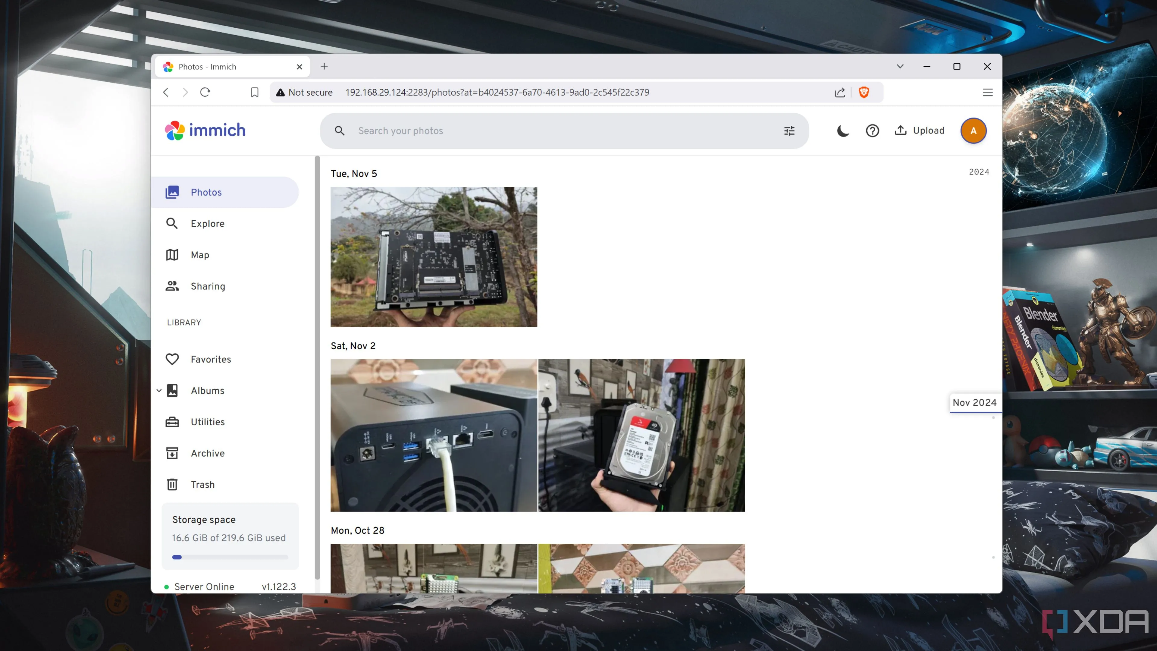 Máy chủ Immich đang hoạt động, minh họa cách thay thế Google Photos bằng giải pháp tự host