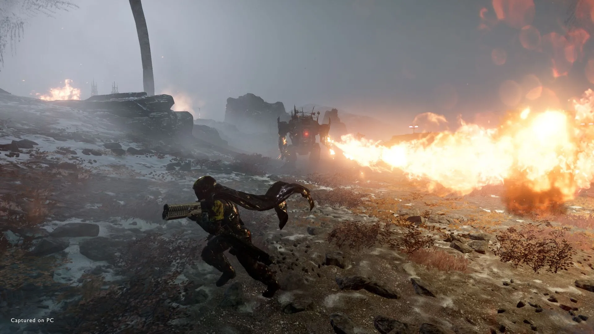 Mech Helldivers 2 bắn lửa dữ dội