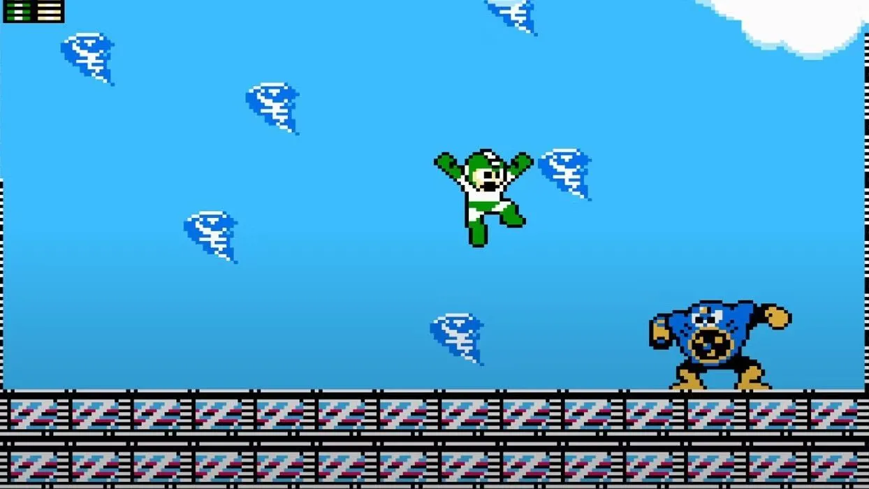 Mega Man đang chiến đấu với Wind Man trong Mega Man 2