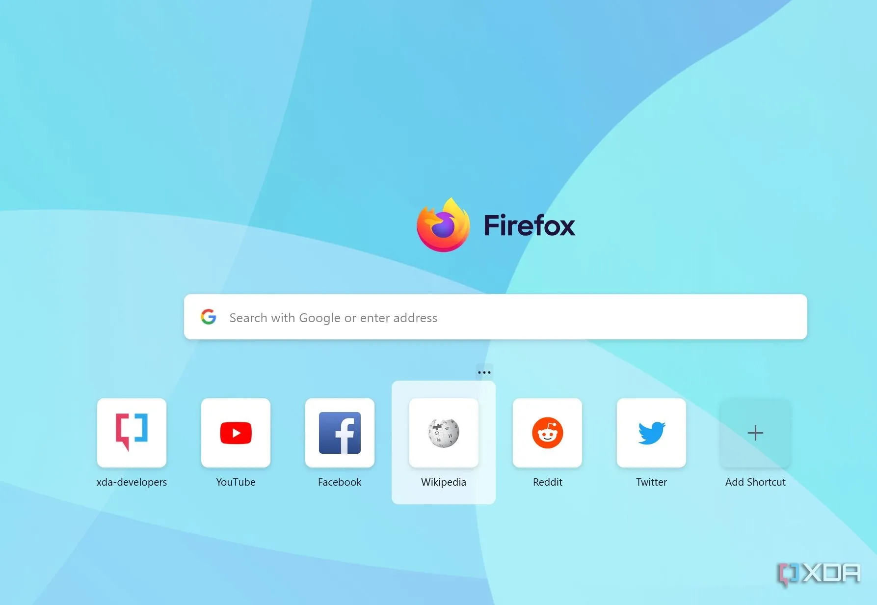 Menu trang chủ của Firefox