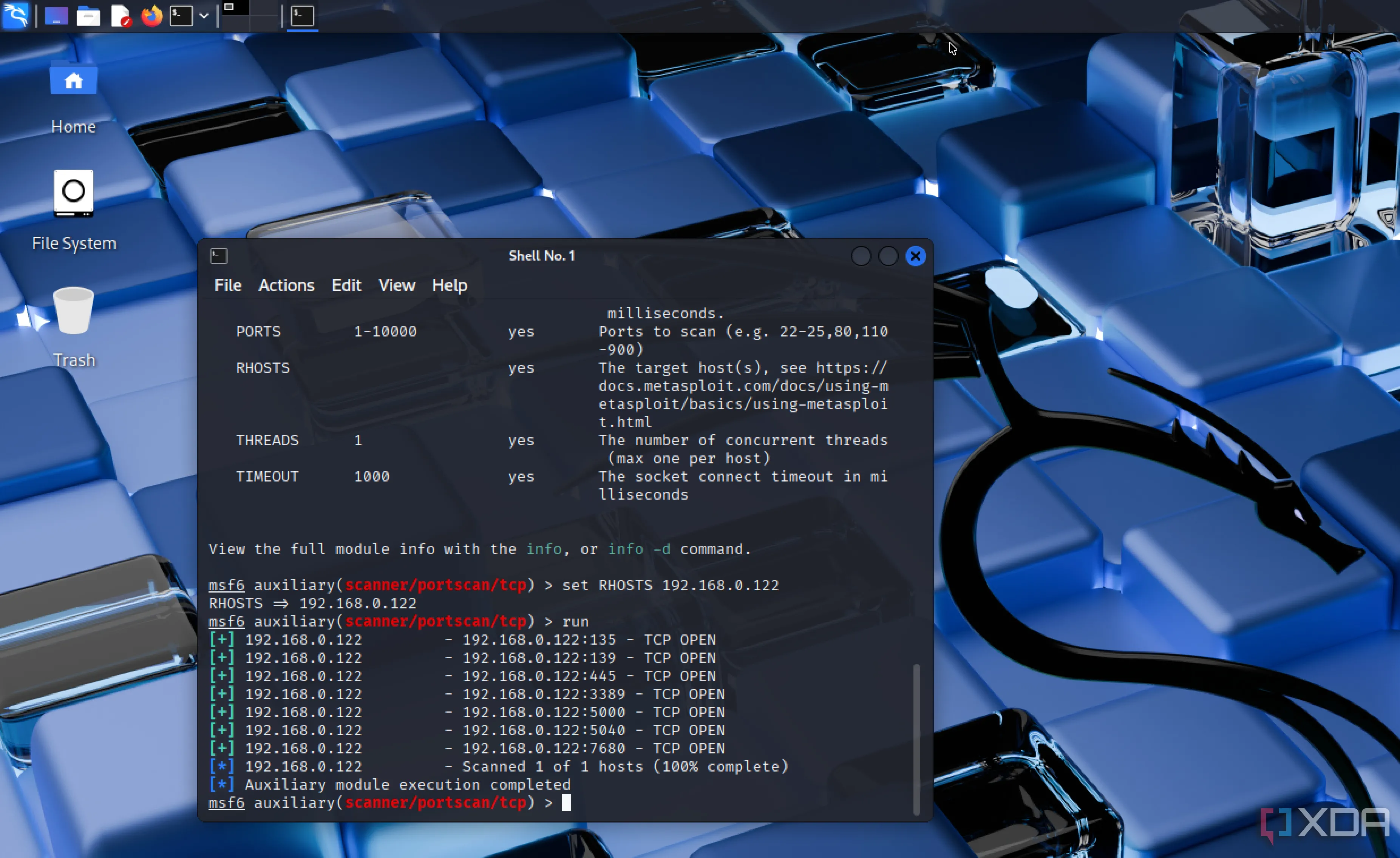 Metasploit đang hoạt động trên màn hình